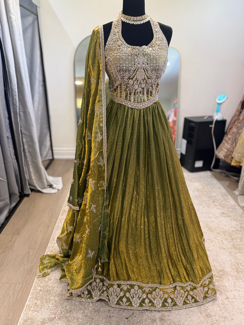 Traditional halter corset Embroidered Lehenga Choli