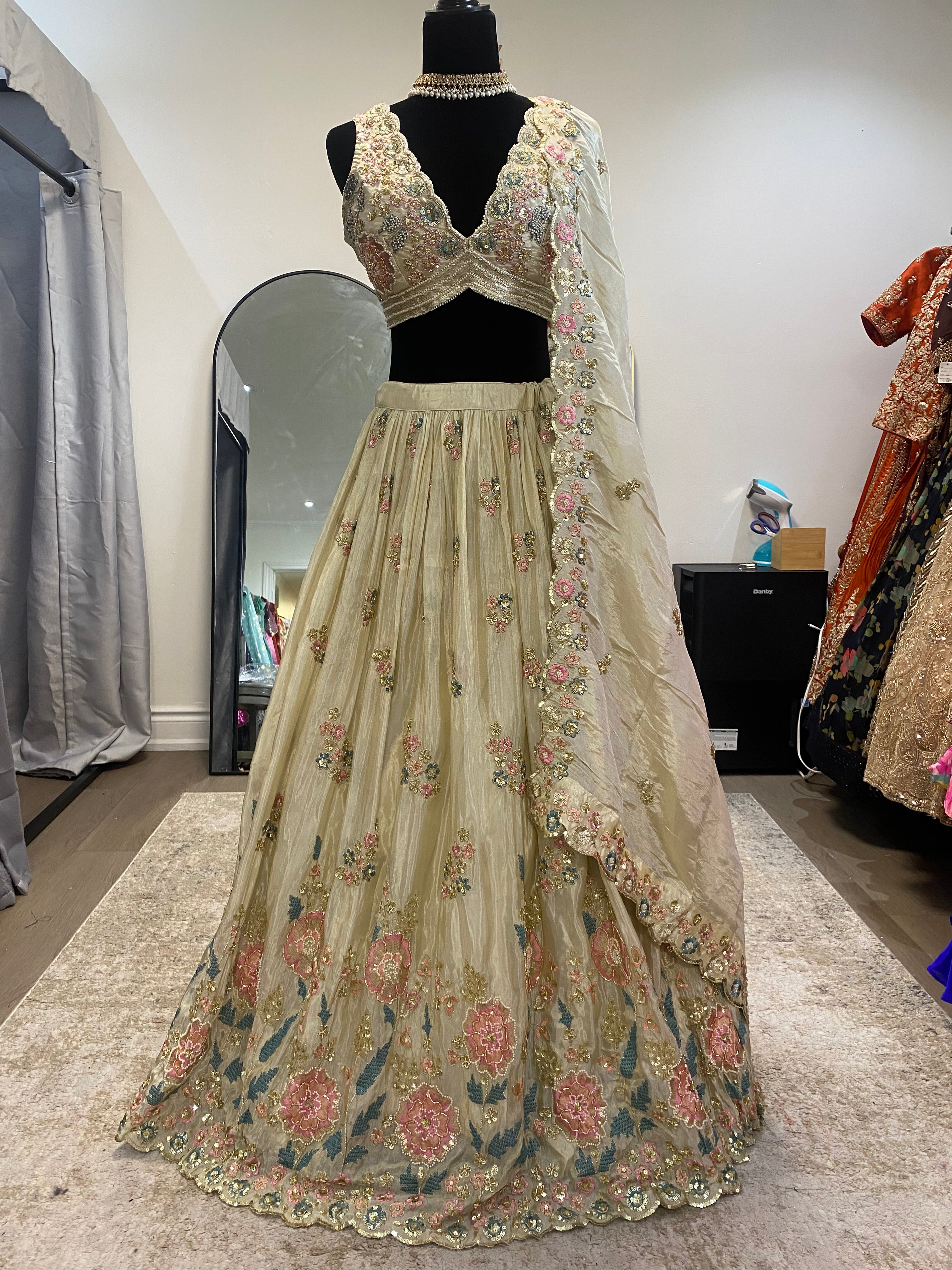 KanadaKulture - Designer Lehenga with thread and stone detailing