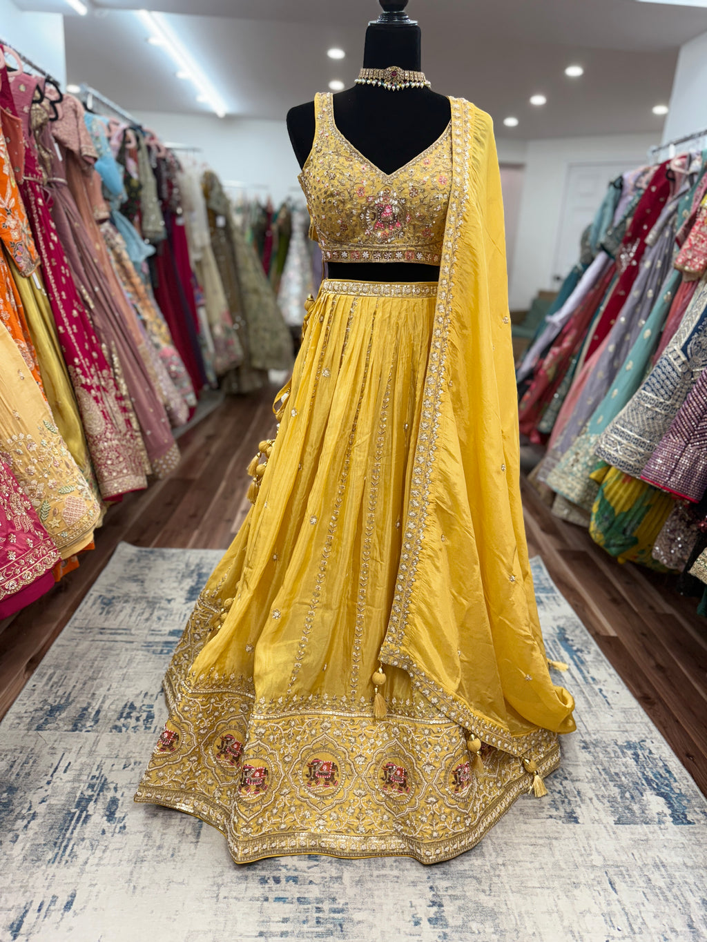 Yellow hand work lehenga