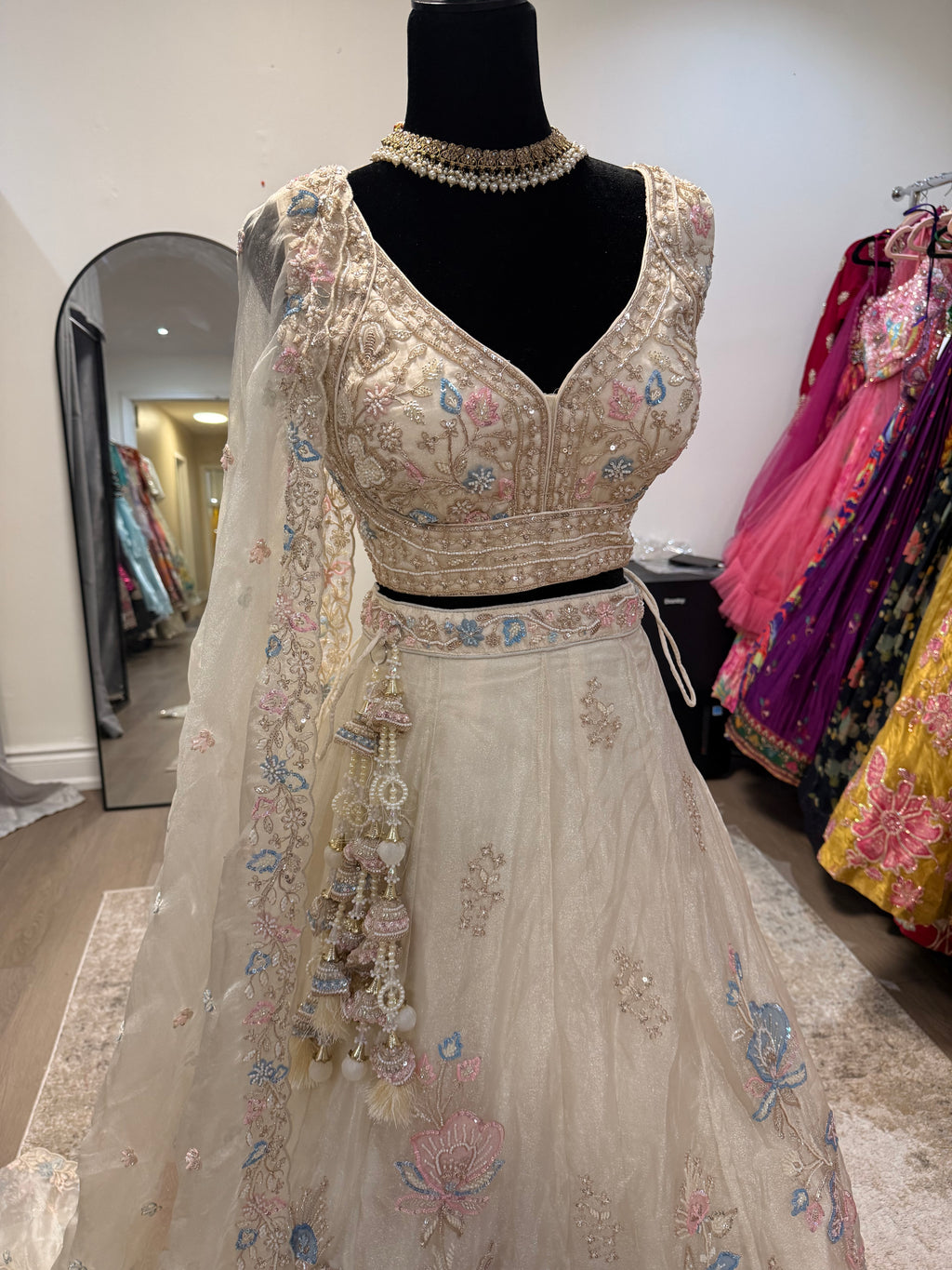 SG inspired stone work lehenga