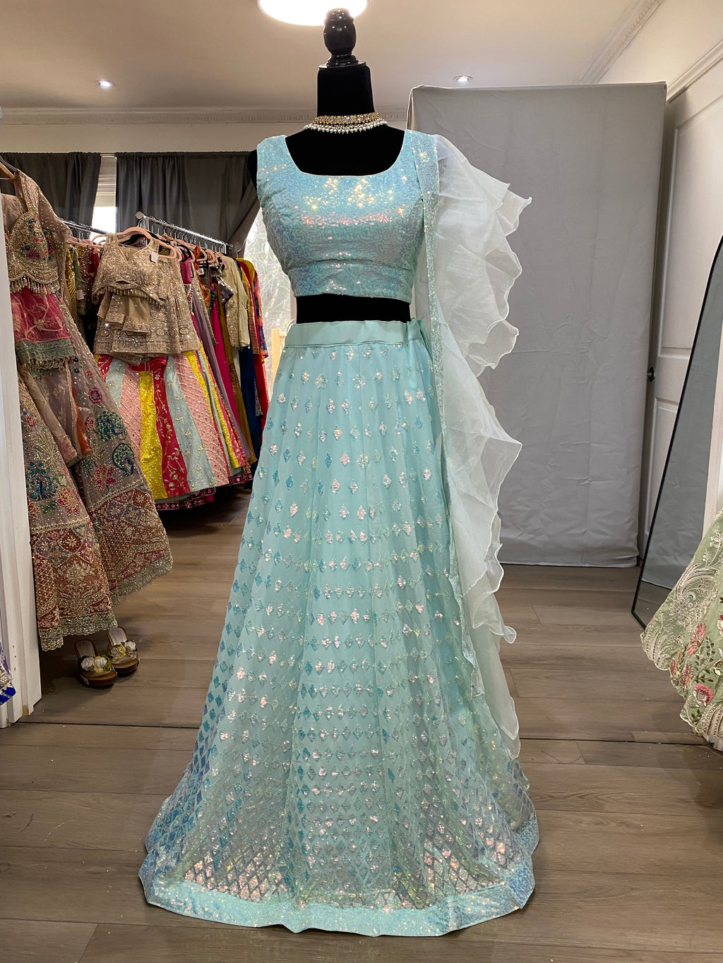 Designer net sequin lehenga