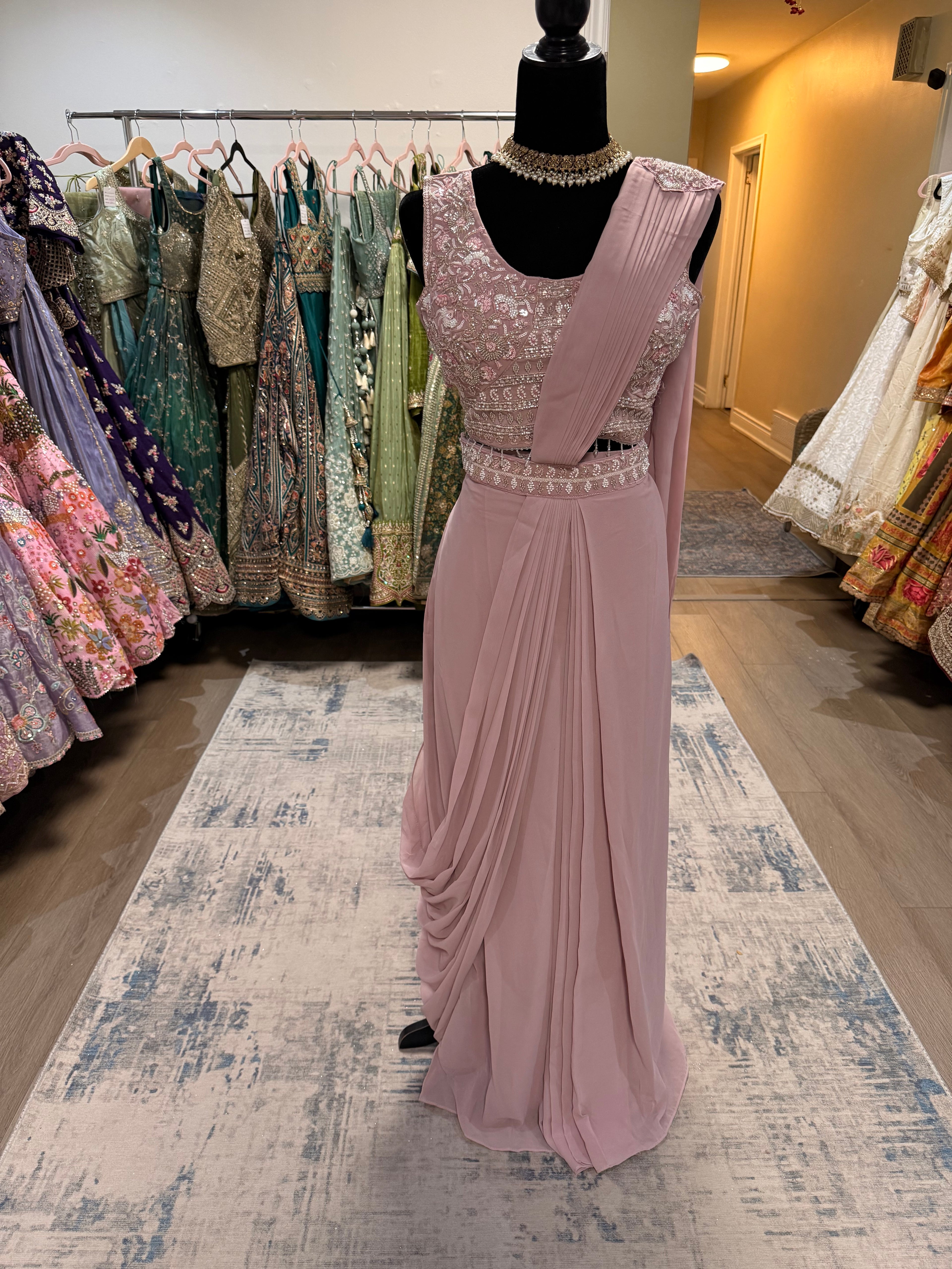 Bridesmaids Hand work top with pre drape saree