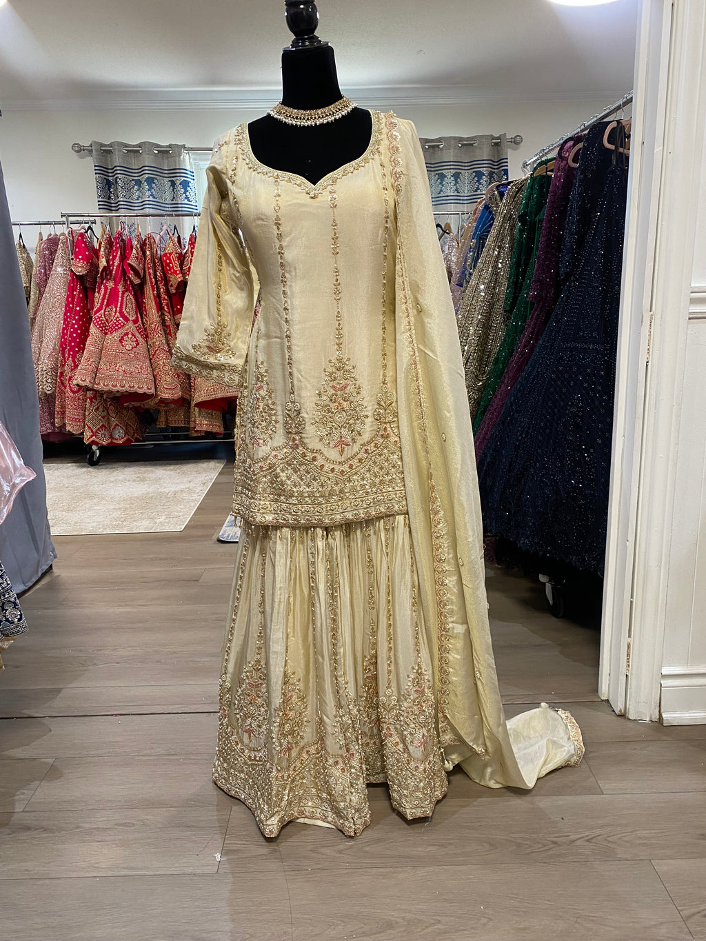 Embroidered gharara suit