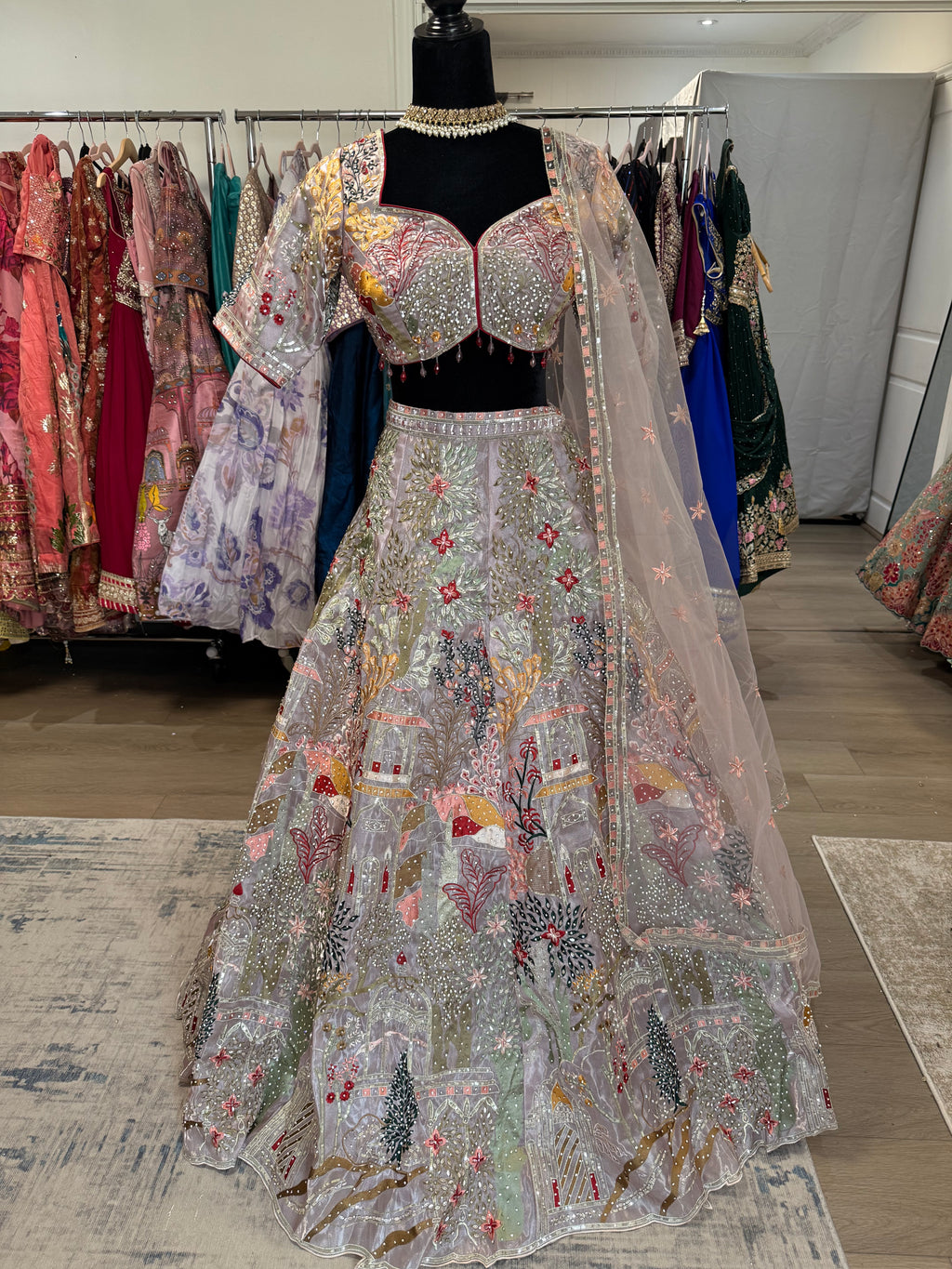 KanadaKulture - Designer Lehenga with thread and stone detailing