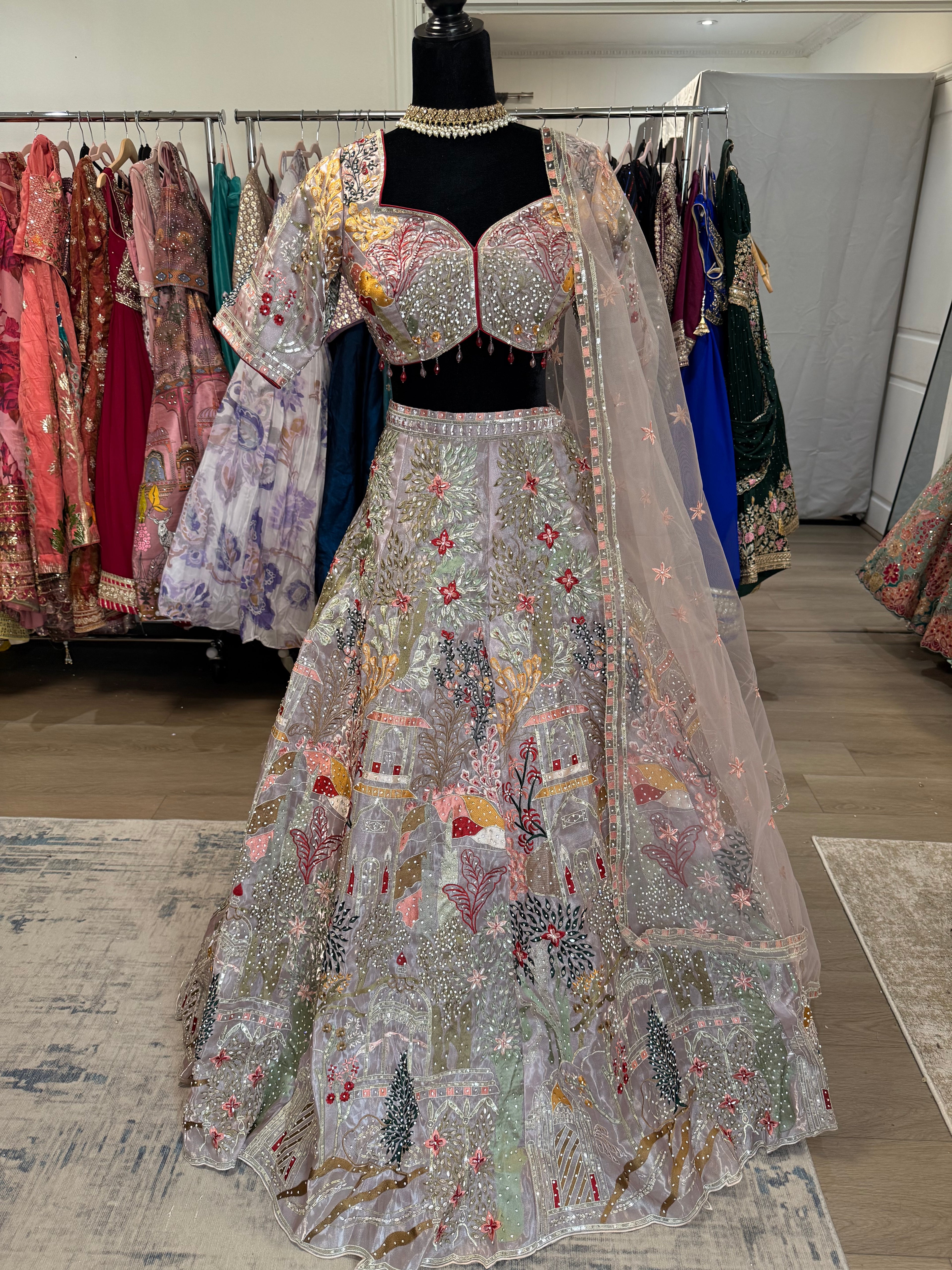 KanadaKulture - Designer Lehenga with thread and stone detailing