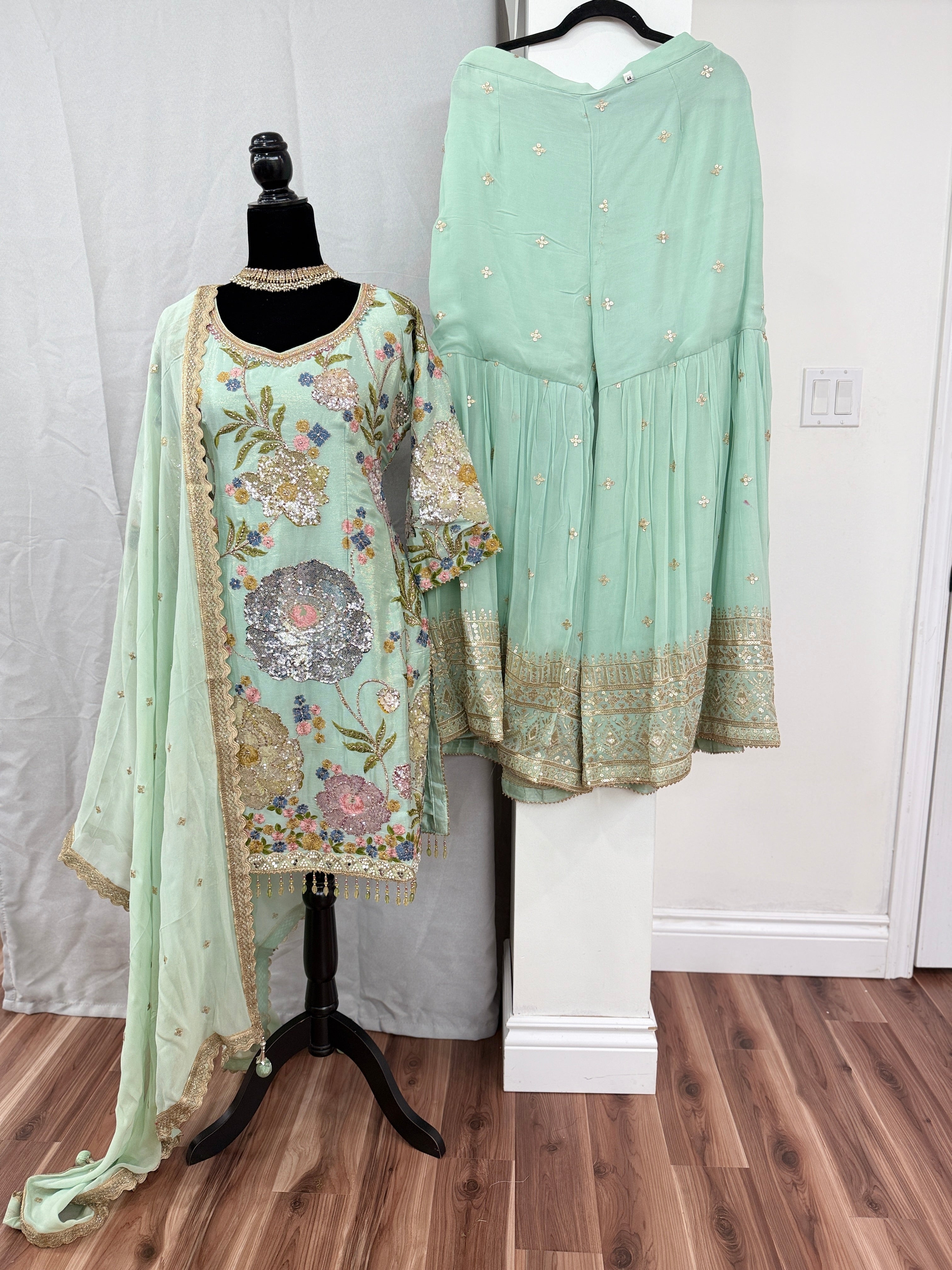 Size 44 Embroidered Gharara Suit – Kanada Kulture