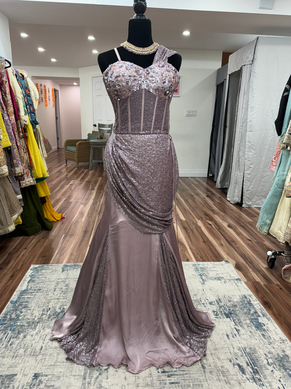 Pre drape corset fusion mermaid saree