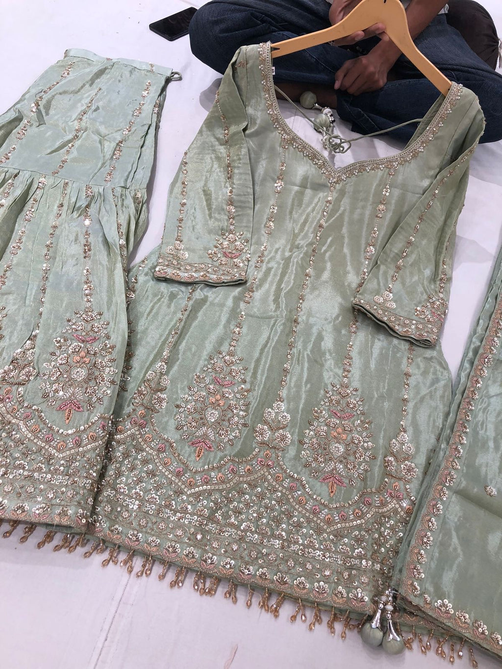 Embroidered gharara suit