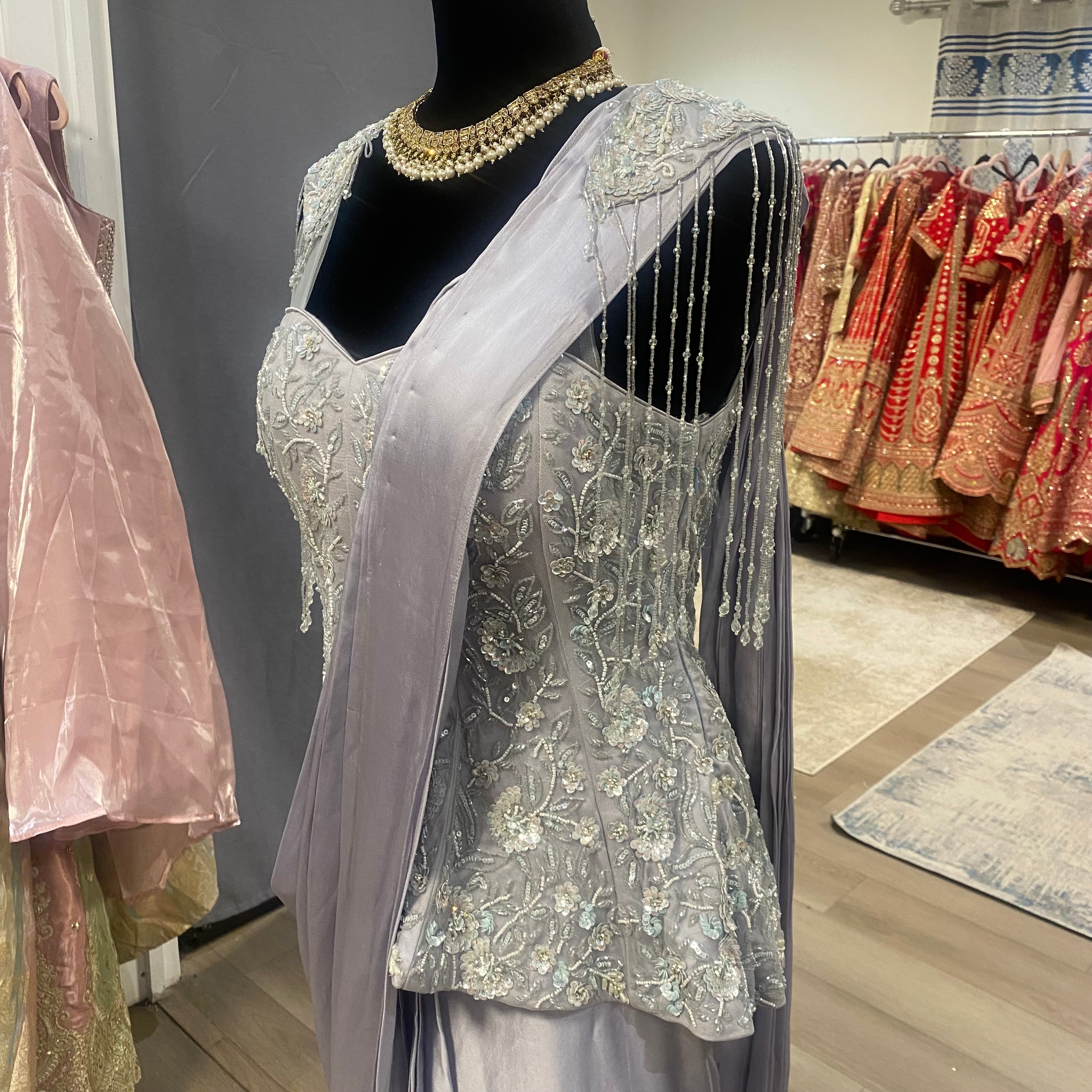 Pre drape saree
