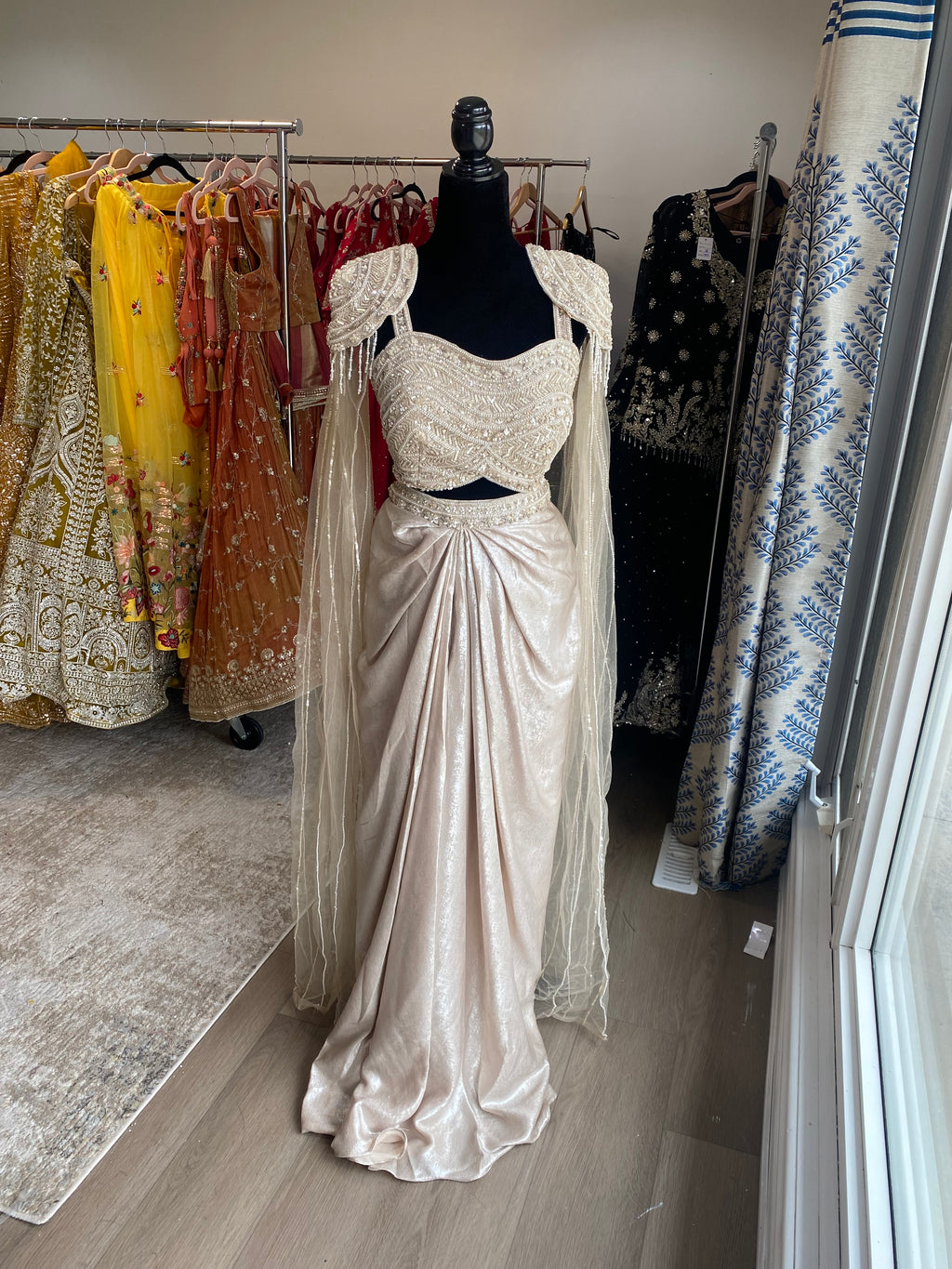 KanadaKulture - Designer cape sleeves with dhoti fusion fit - Exclusive Design
