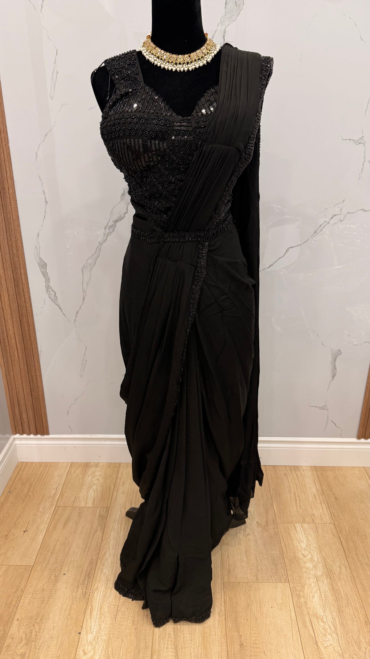 Bridesmaids Hand work top with pre drape saree