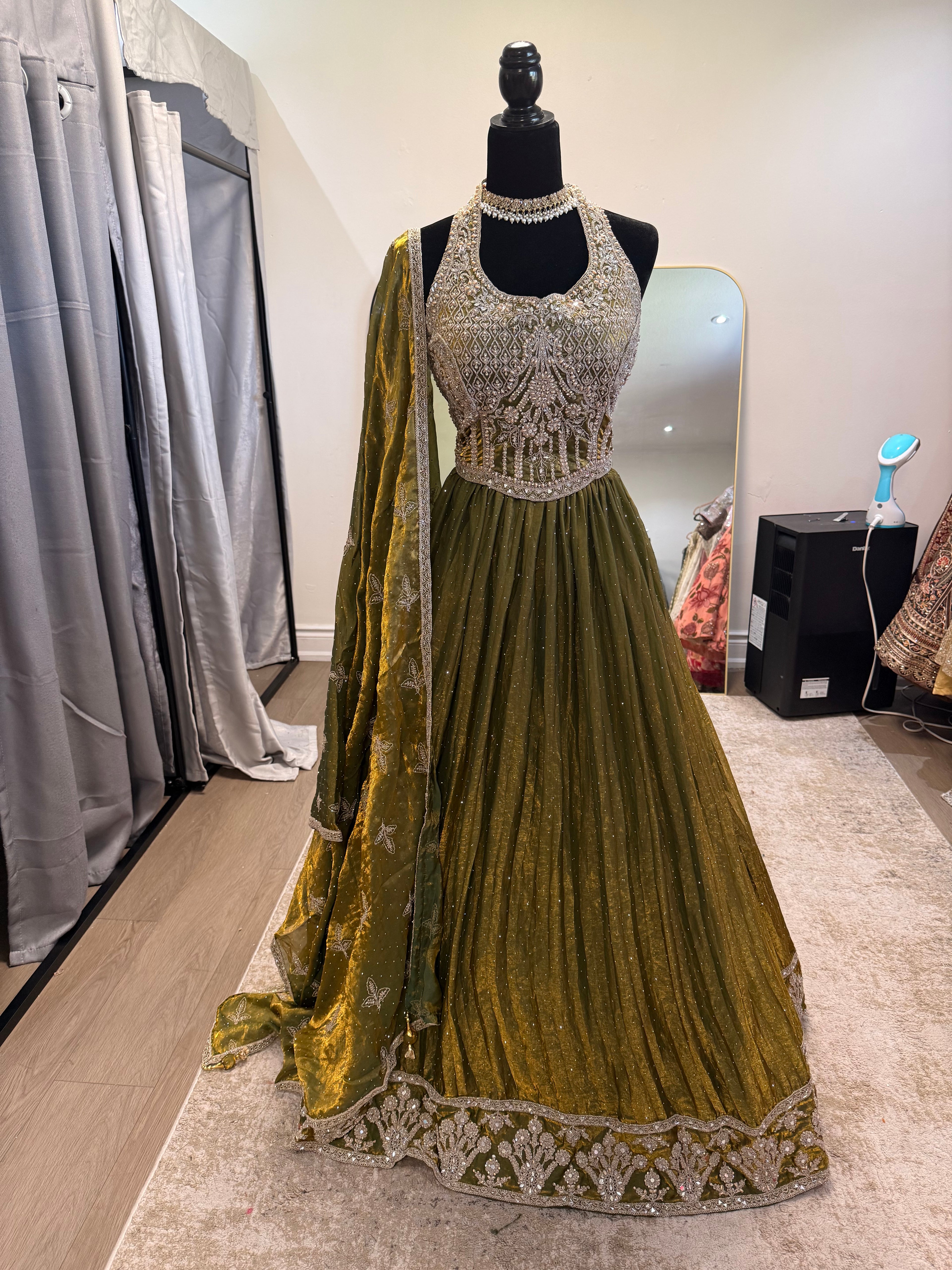 Traditional halter corset Embroidered Lehenga Choli