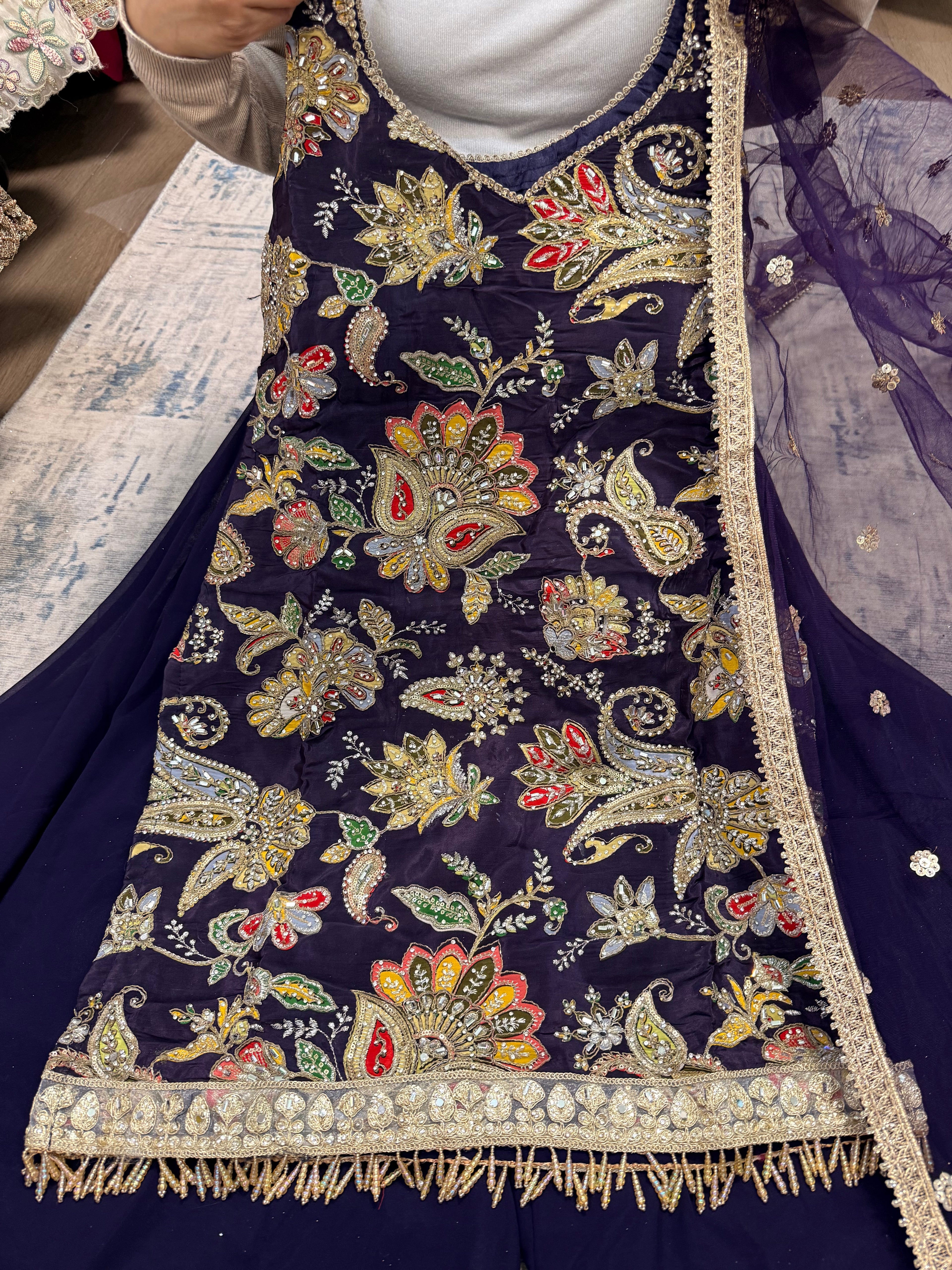 Embroidered palazoo suit – Kanada Kulture