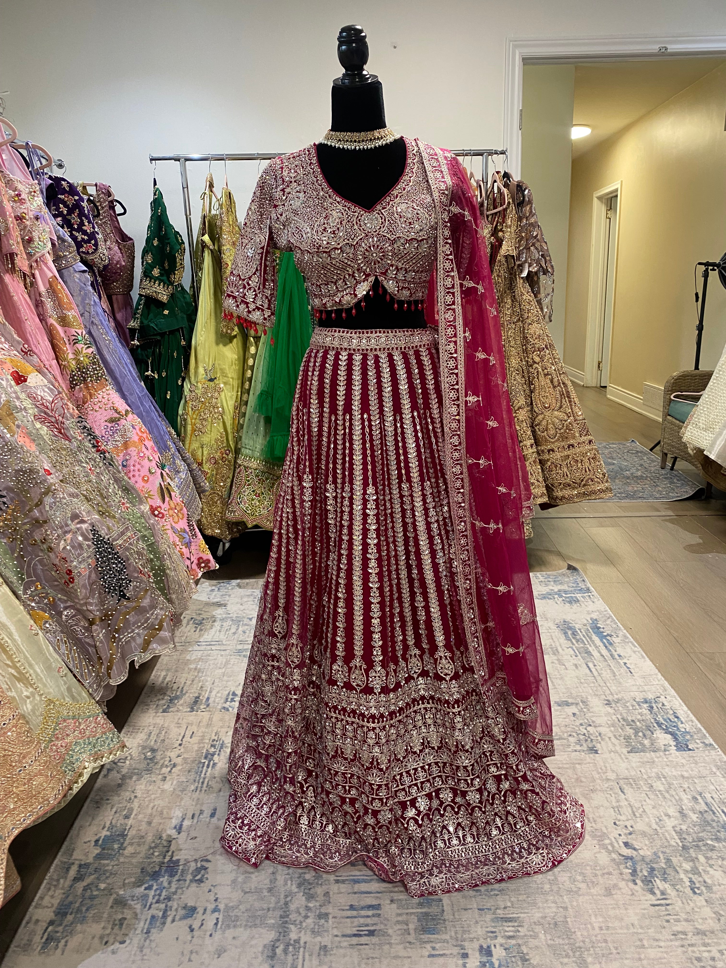 Designer net mirror lehenga