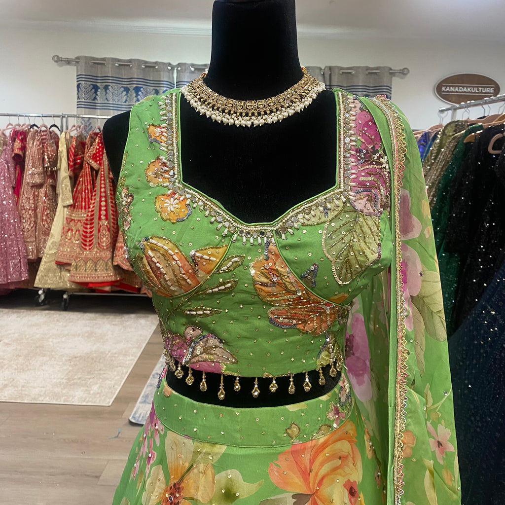 Green floral Designer Lehenga choli