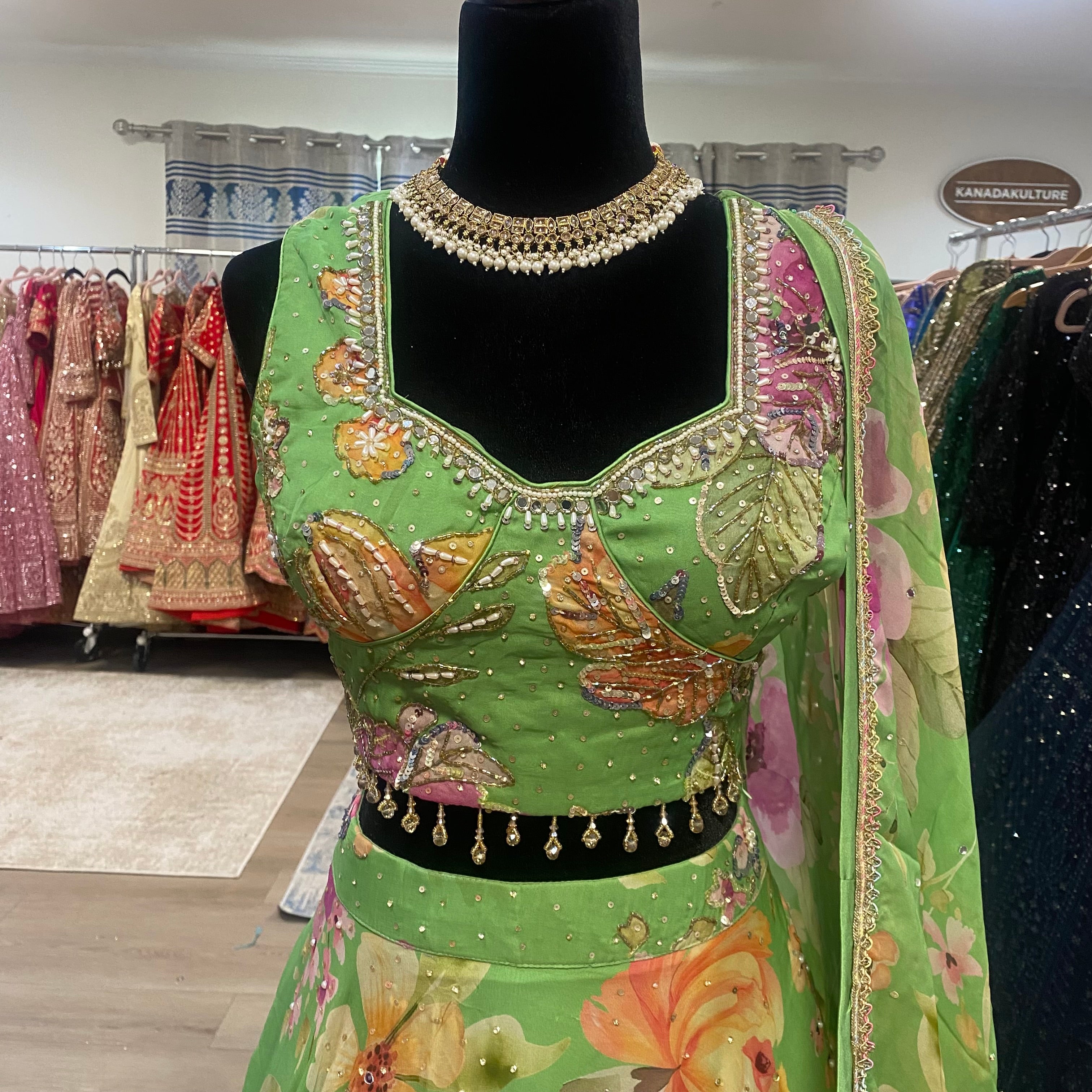 Green floral Designer Lehenga choli