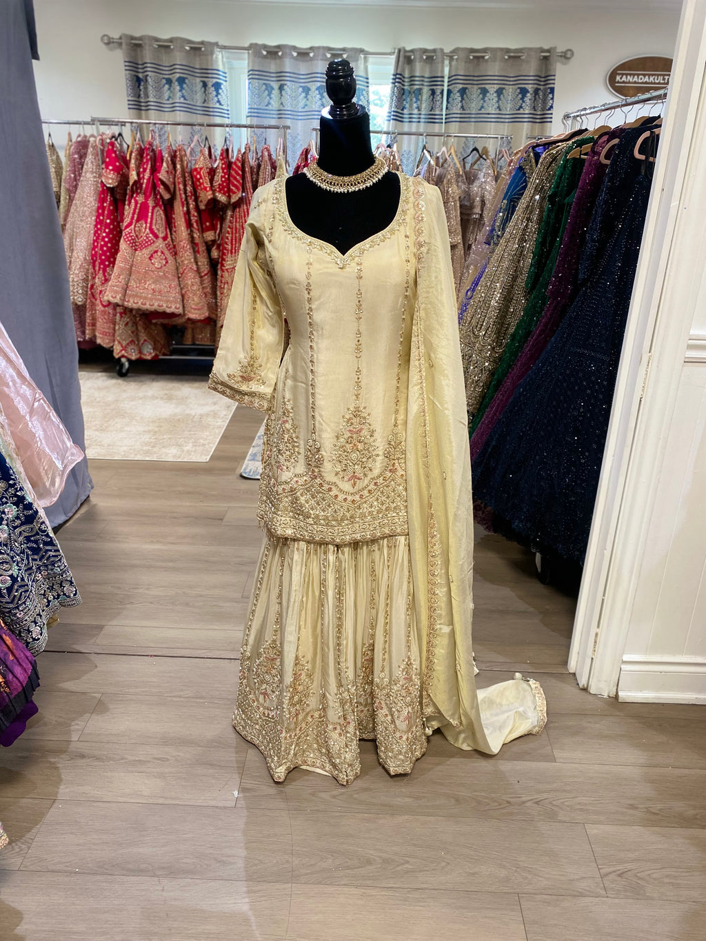 Embroidered gharara suit