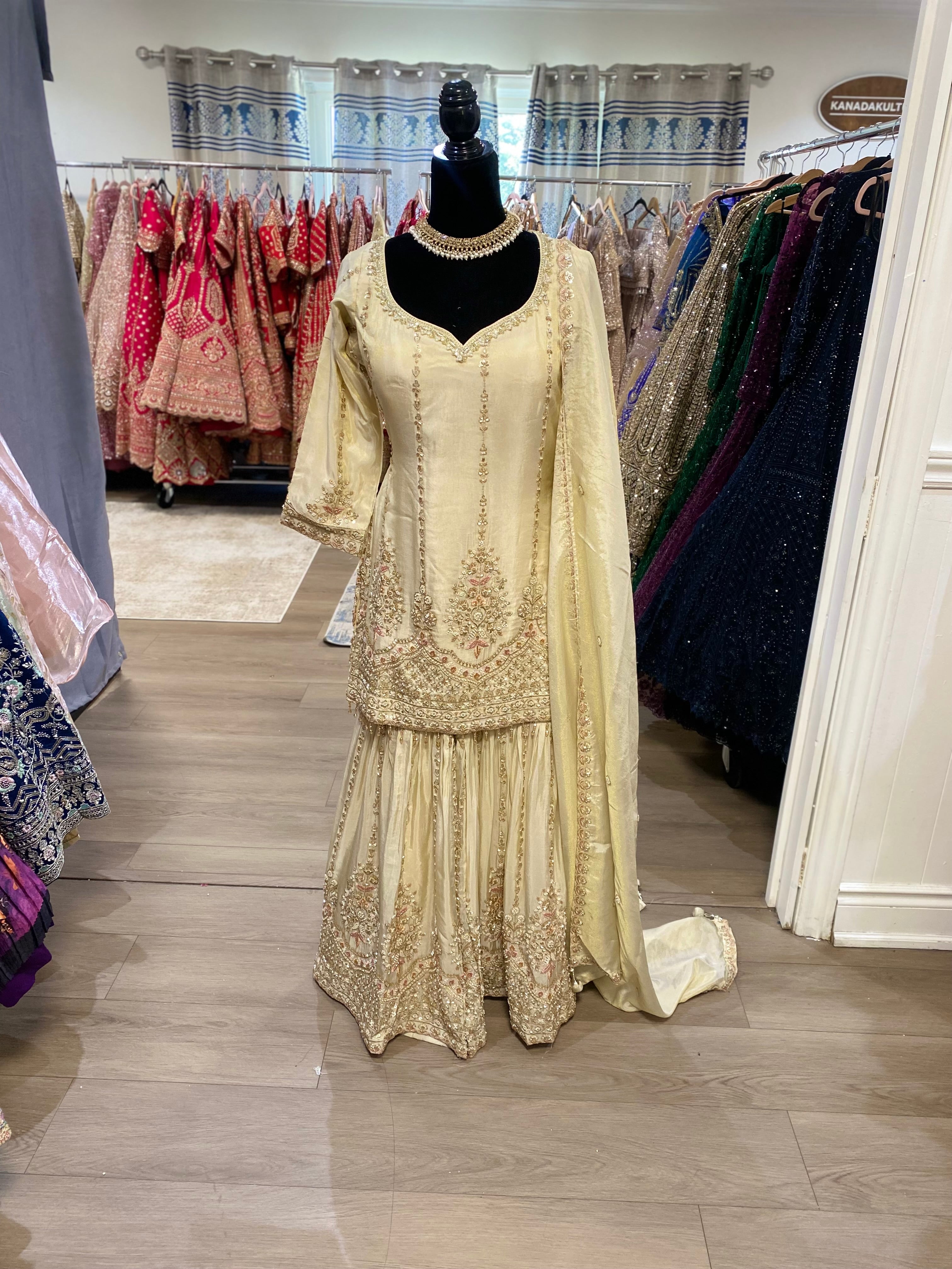 Embroidered gharara suit