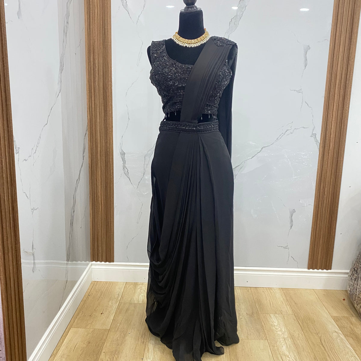 Bridesmaids Hand work top with pre drape saree