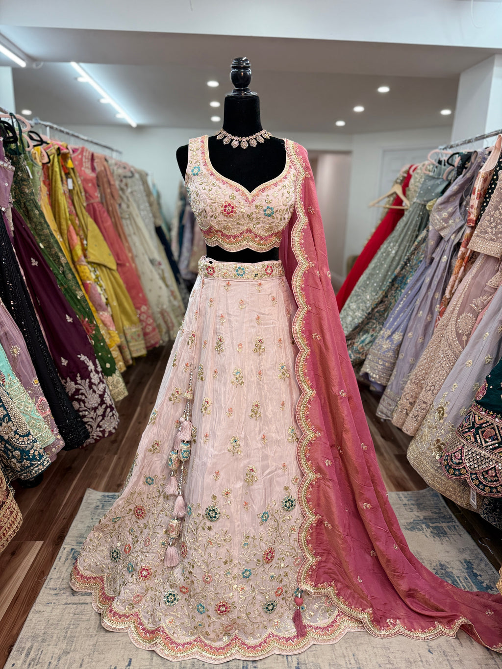 Pink scalloped lehenga choli