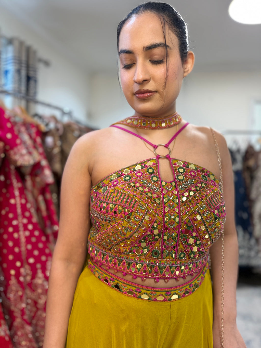 Crop top palazoo pant with hand work top