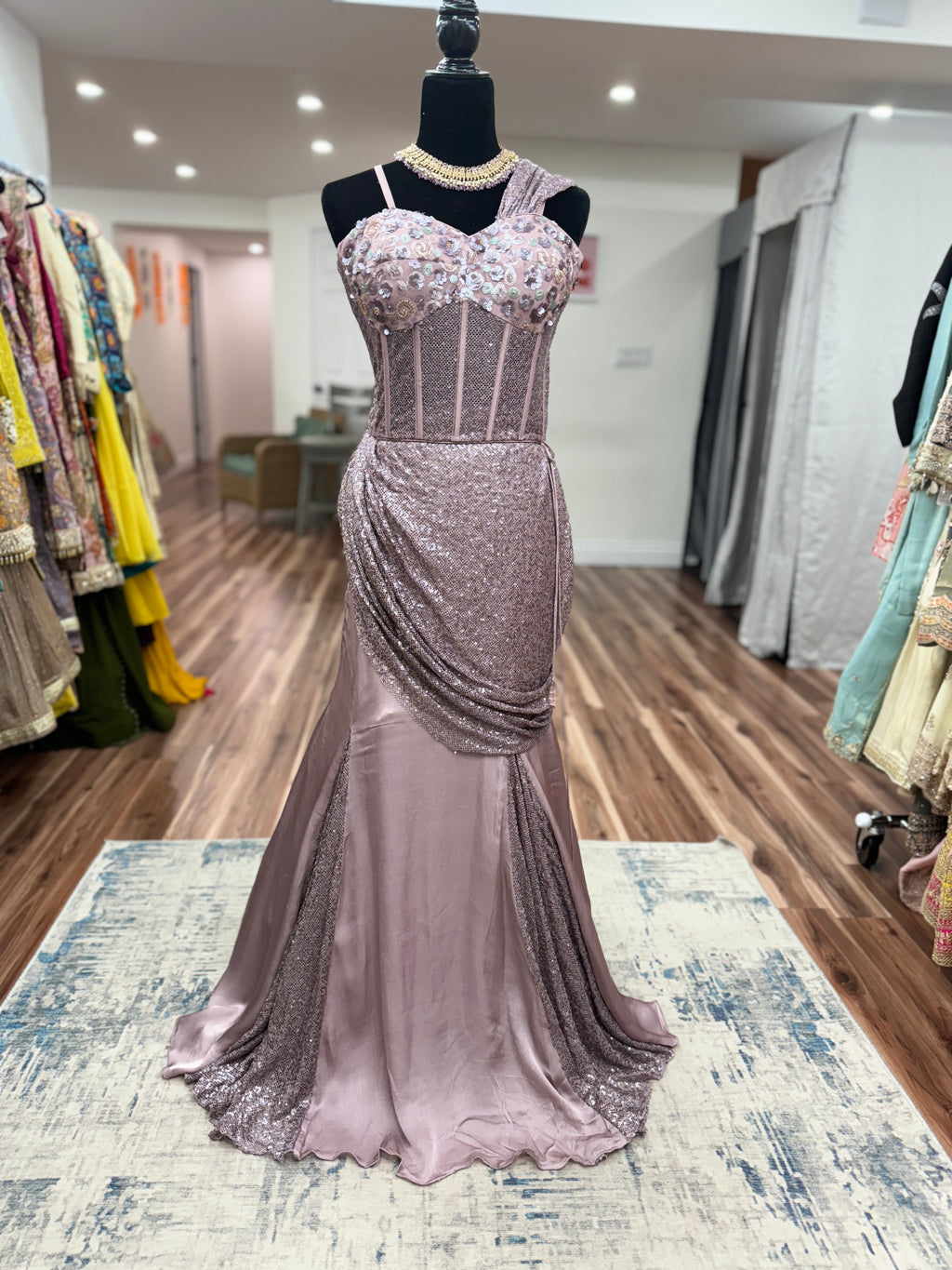 Pre drape corset fusion mermaid saree