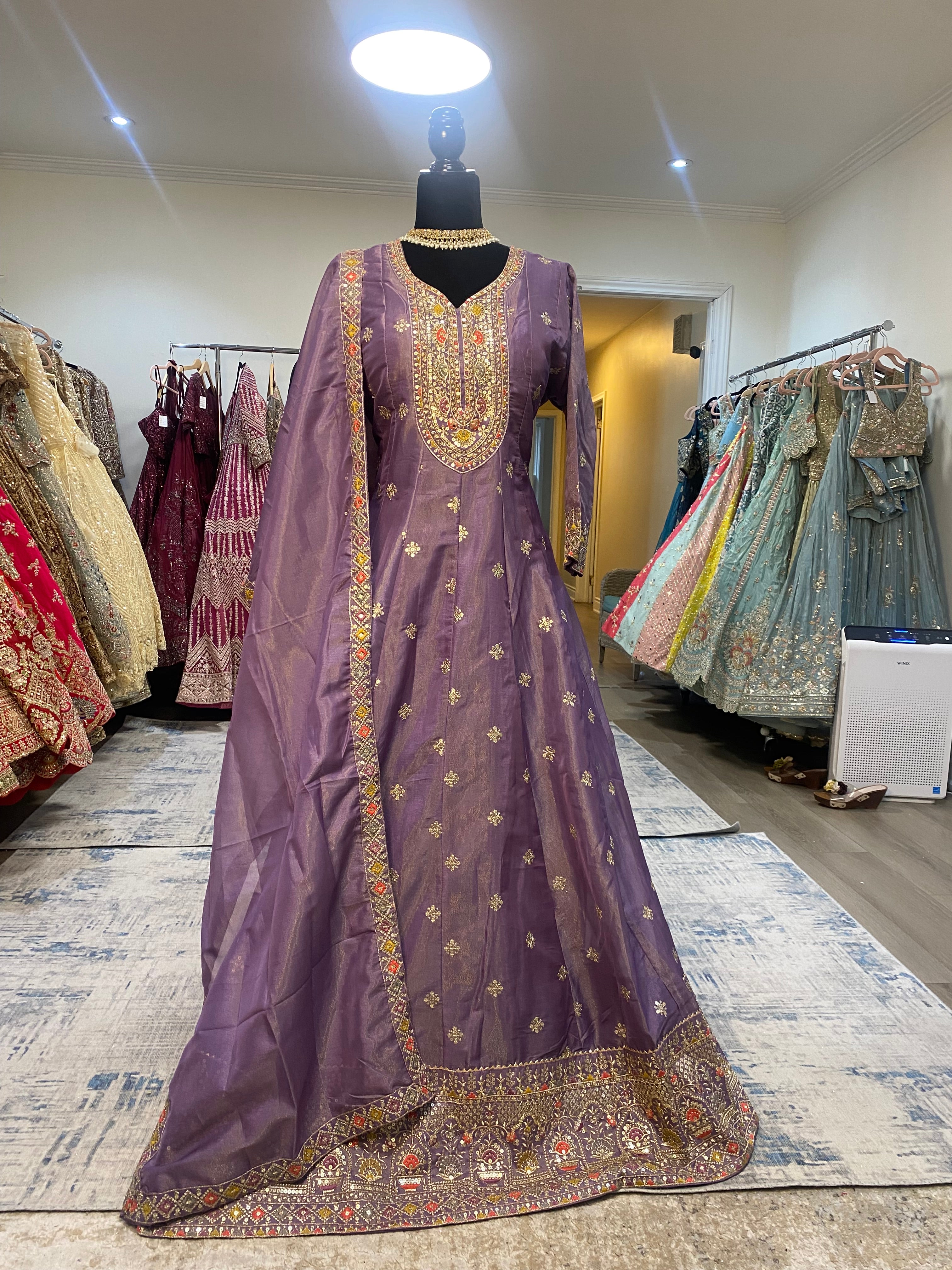 Long thread work Anarkali suit