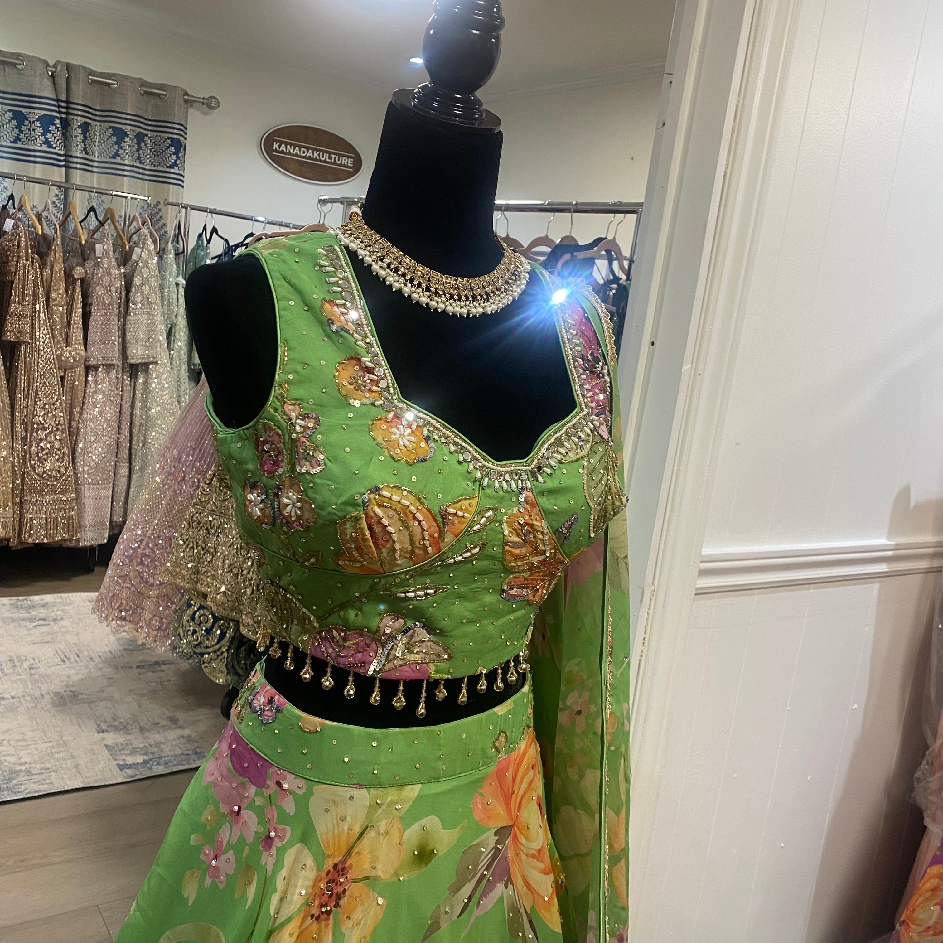 Green floral Designer Lehenga choli