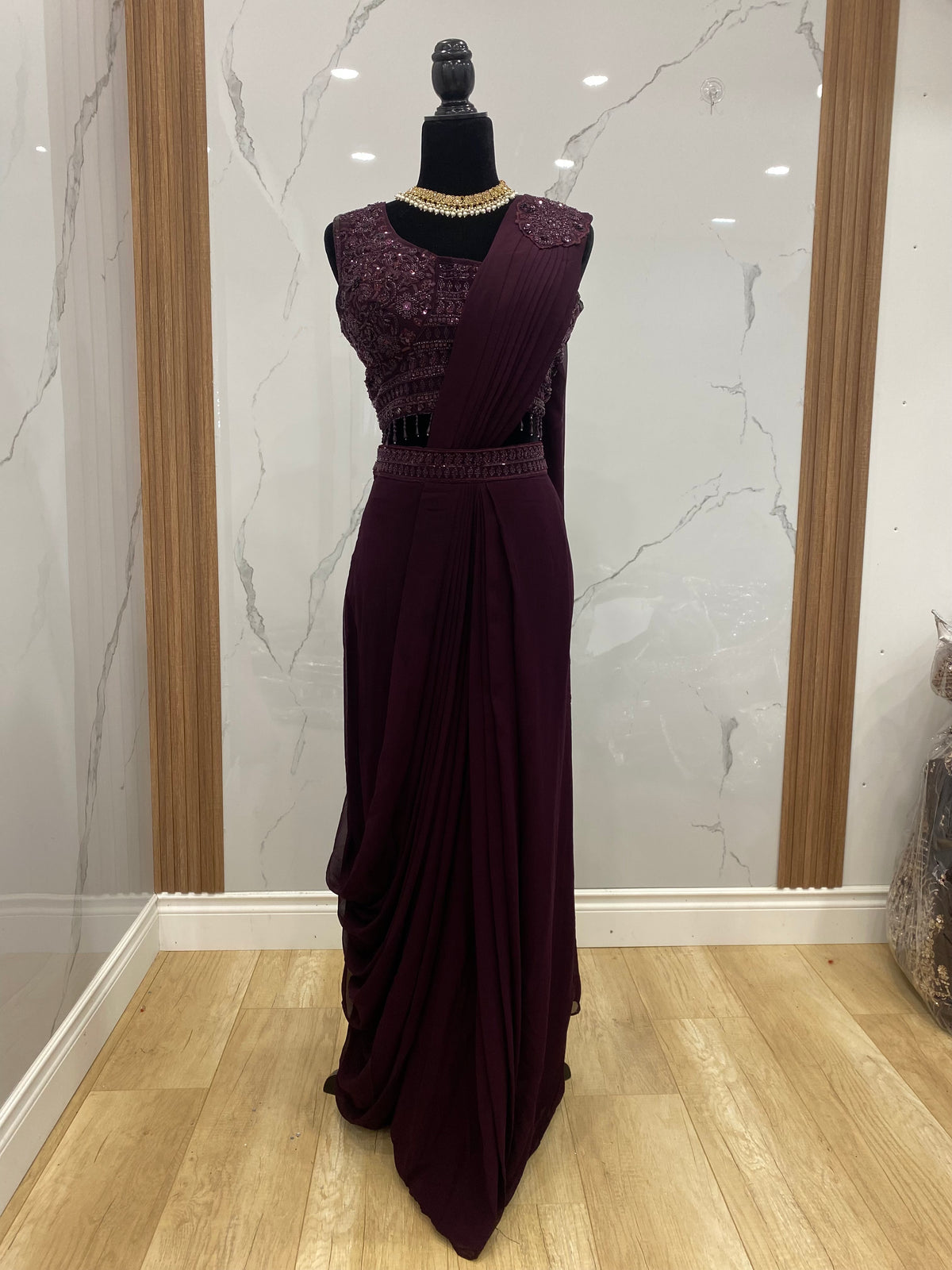 Bridesmaids Hand work top with pre drape saree