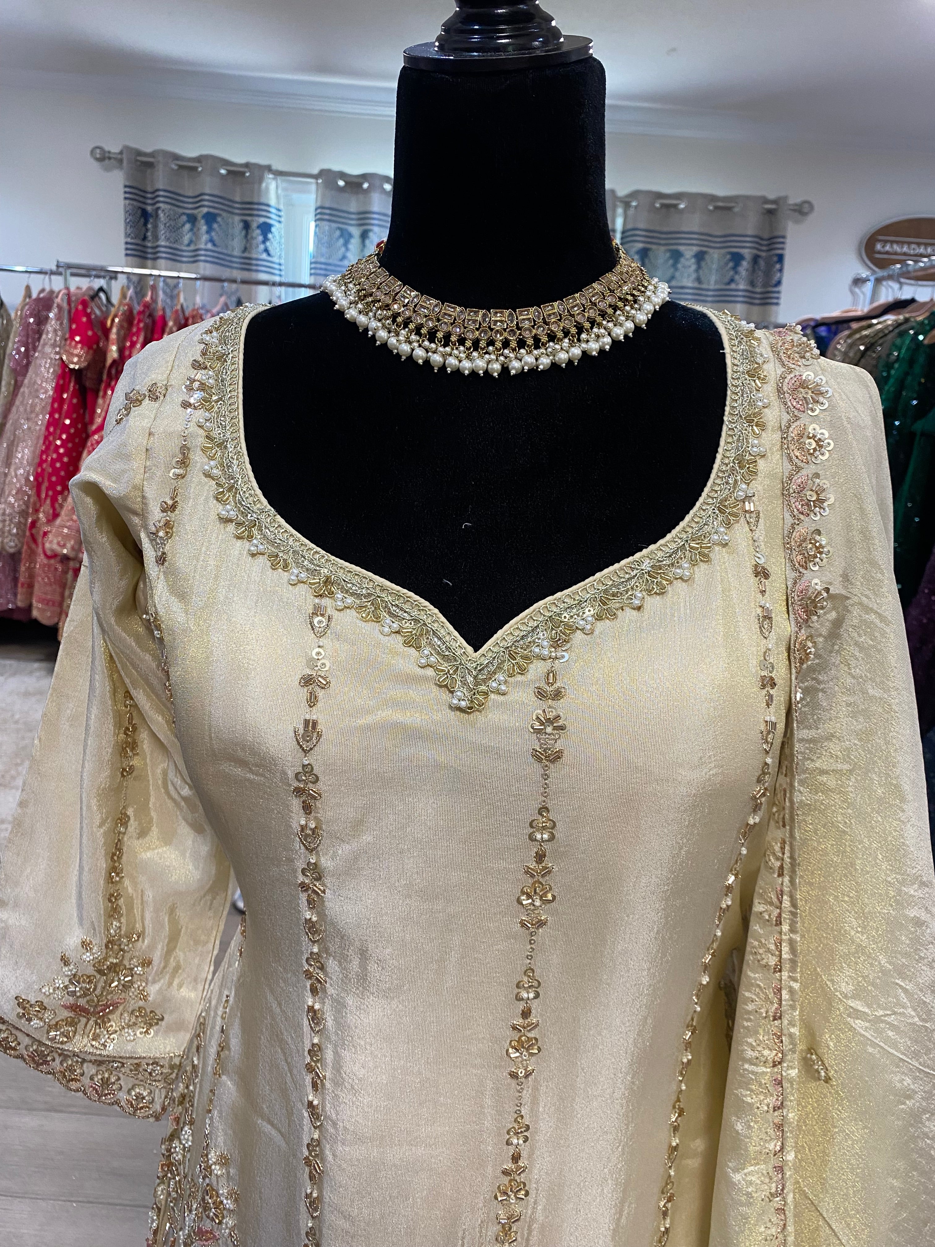 Embroidered gharara suit