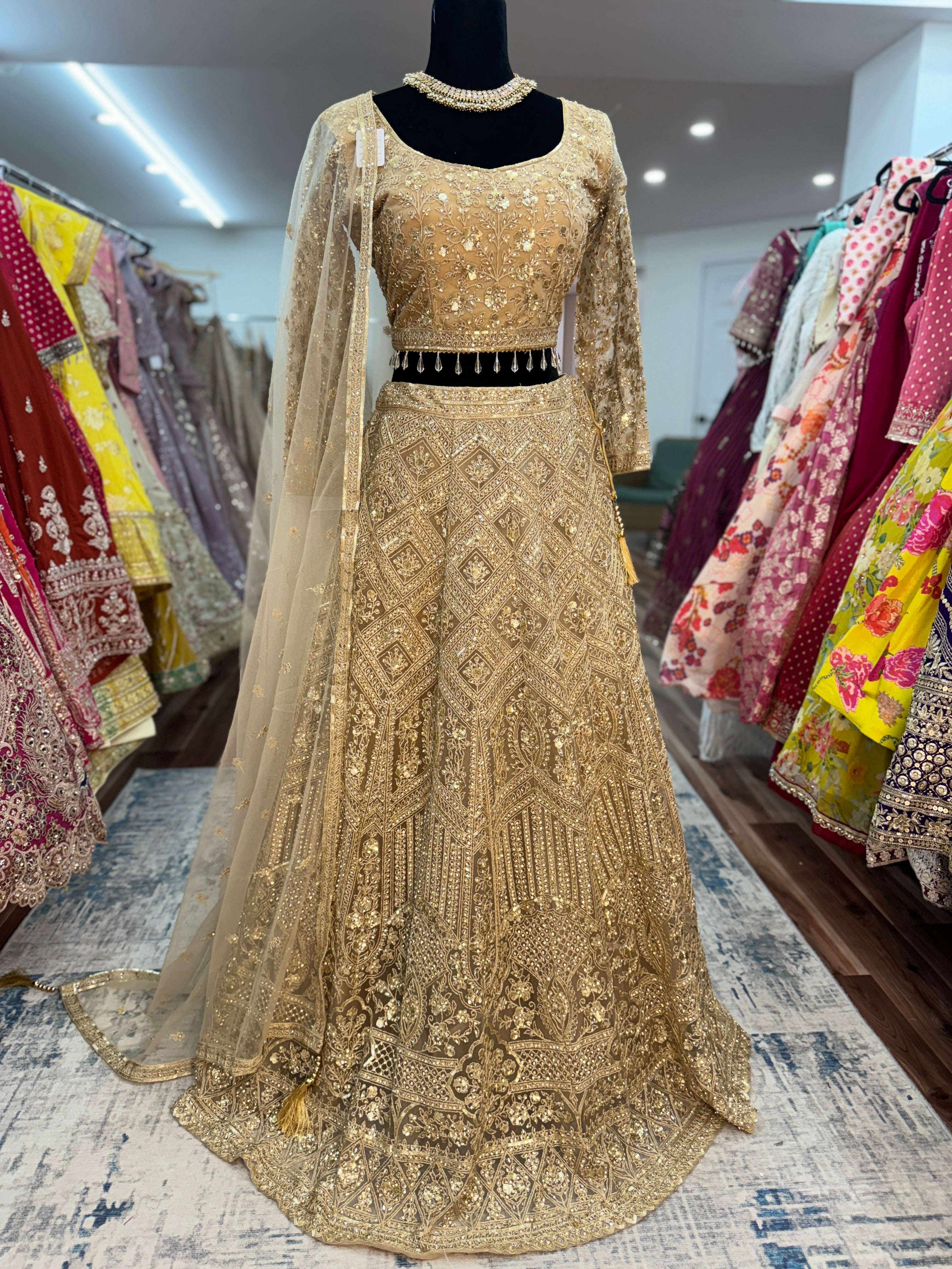 Chayya stone and bead work lehenga