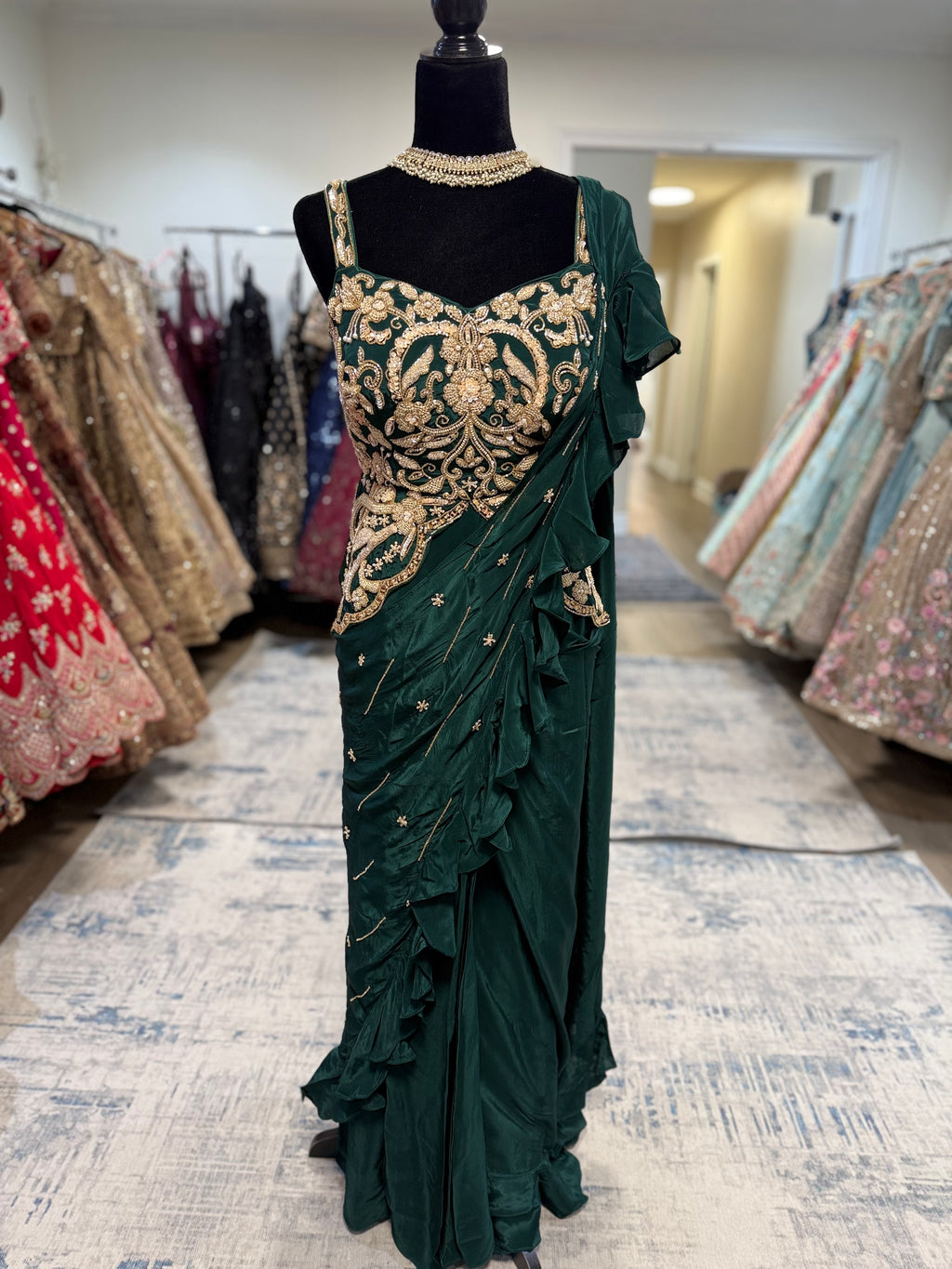 Butterfly top with pre drape saree