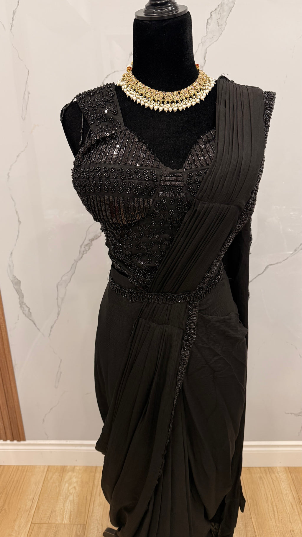 Bridesmaids Hand work top with pre drape saree