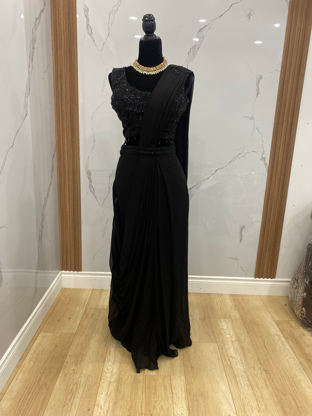 Bridesmaids Hand work top with pre drape saree