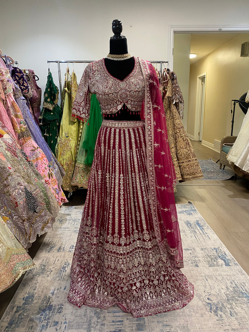Designer net mirror lehenga