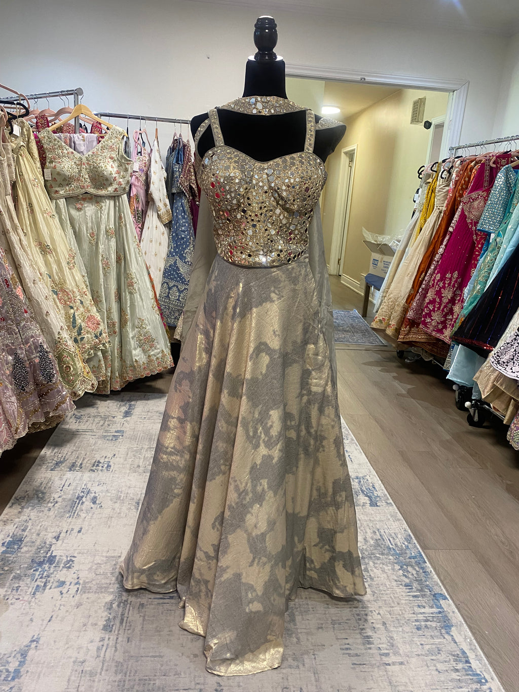 Corset silver /gold lehenga