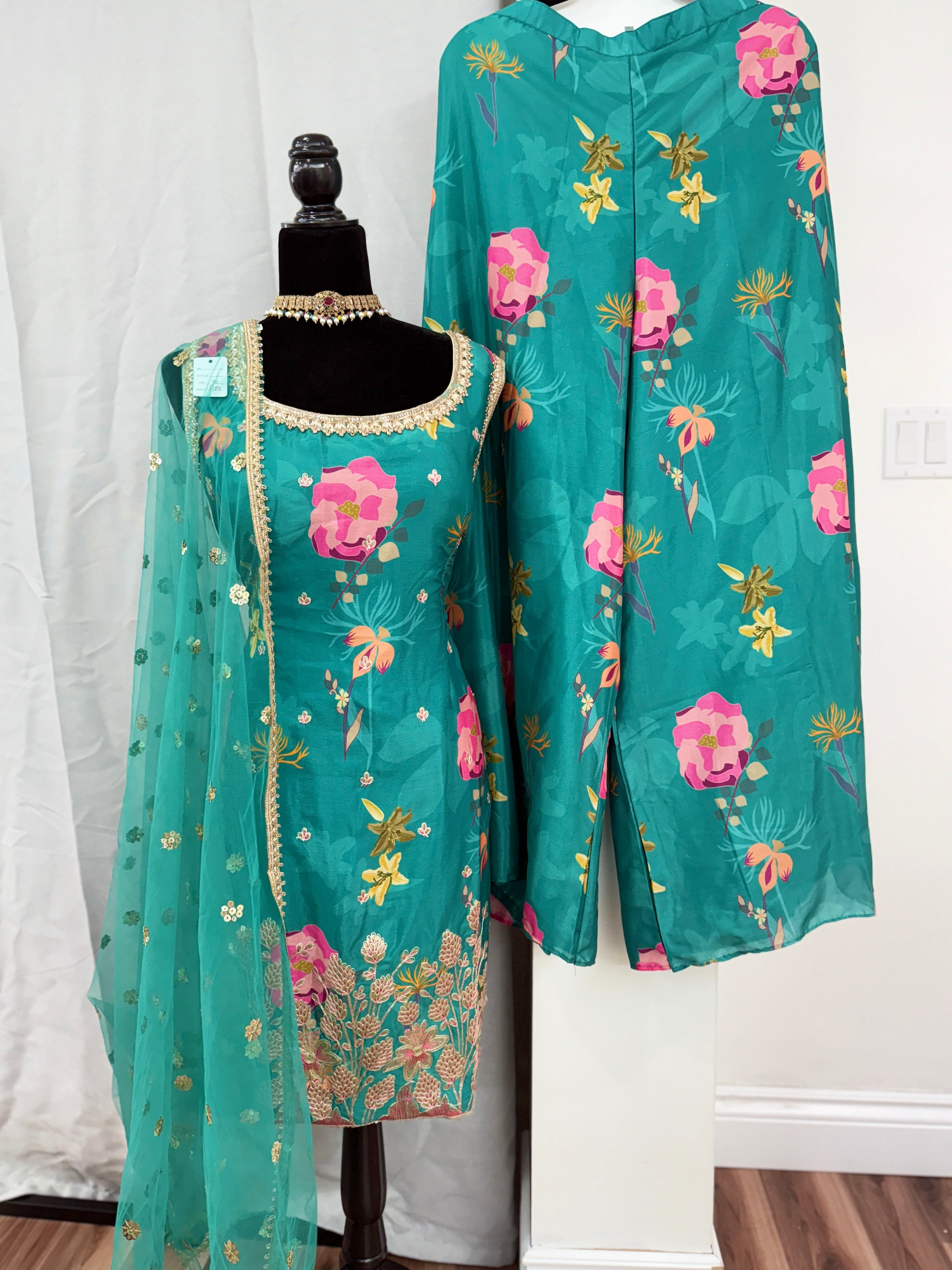 Size 48 Embroidered palzoo Suit – Kanada Kulture