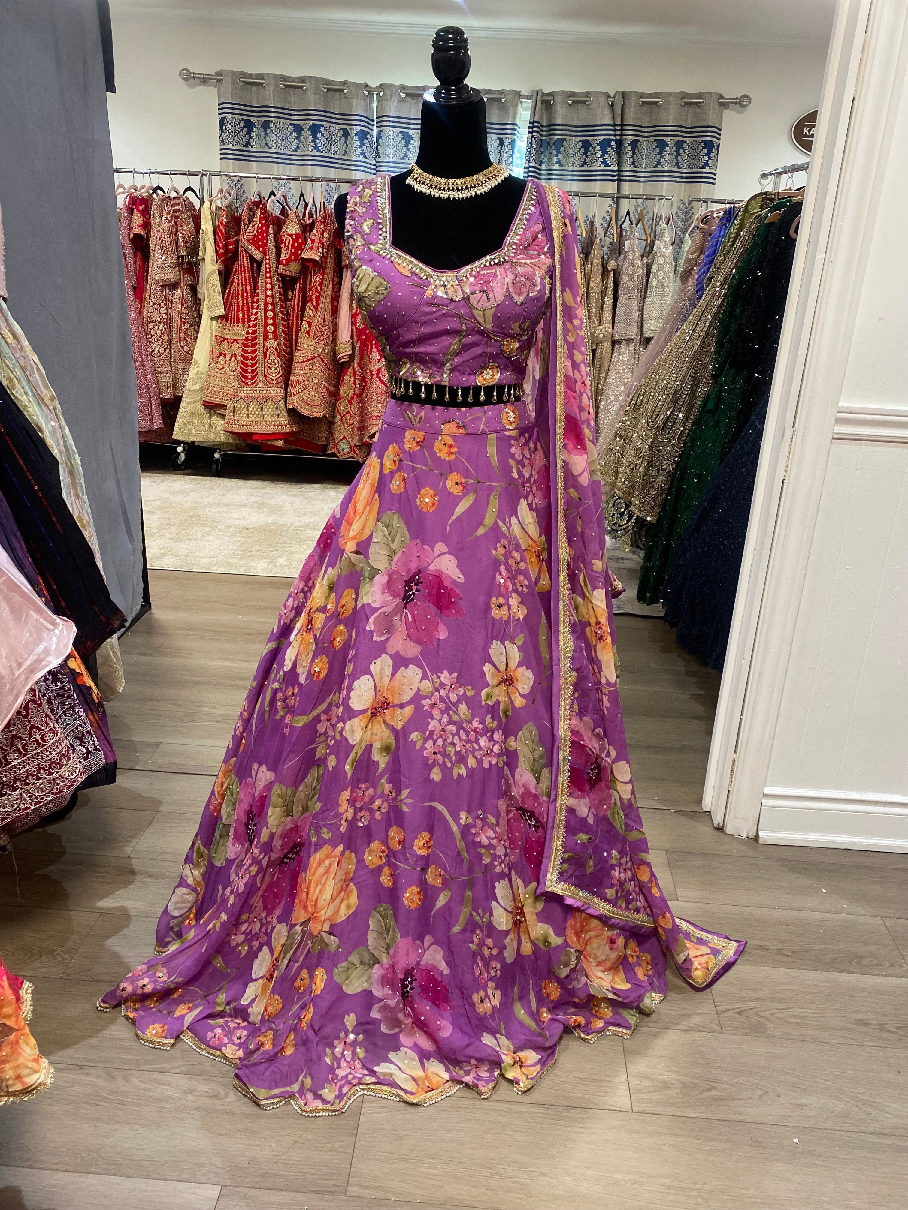 Purple floral KanadaKulture - Designer Lehenga choli