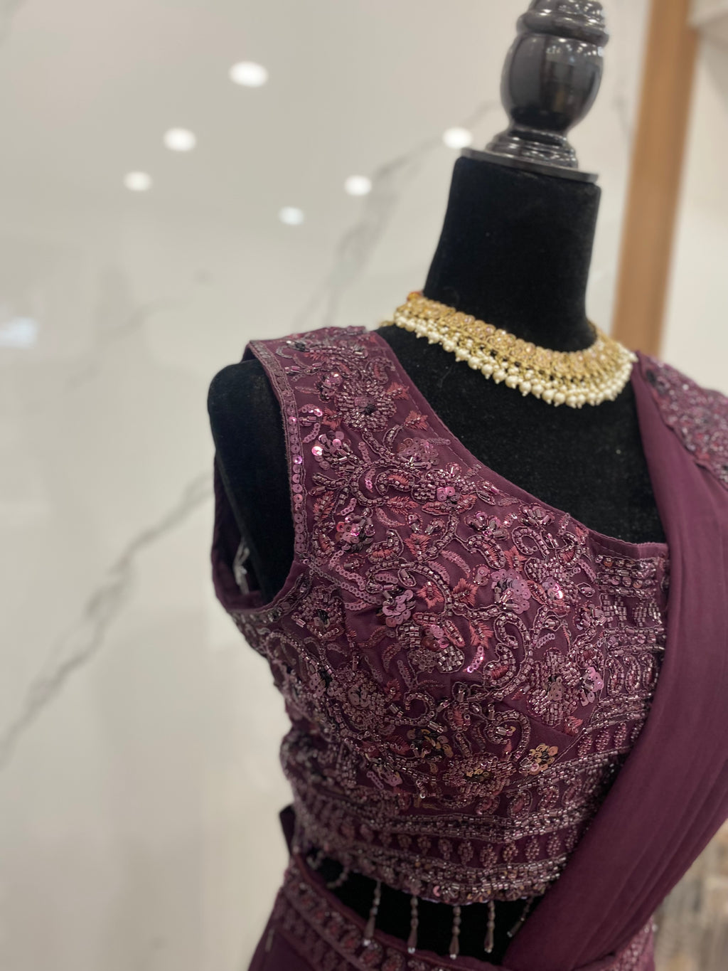 Bridesmaids Hand work top with pre drape saree