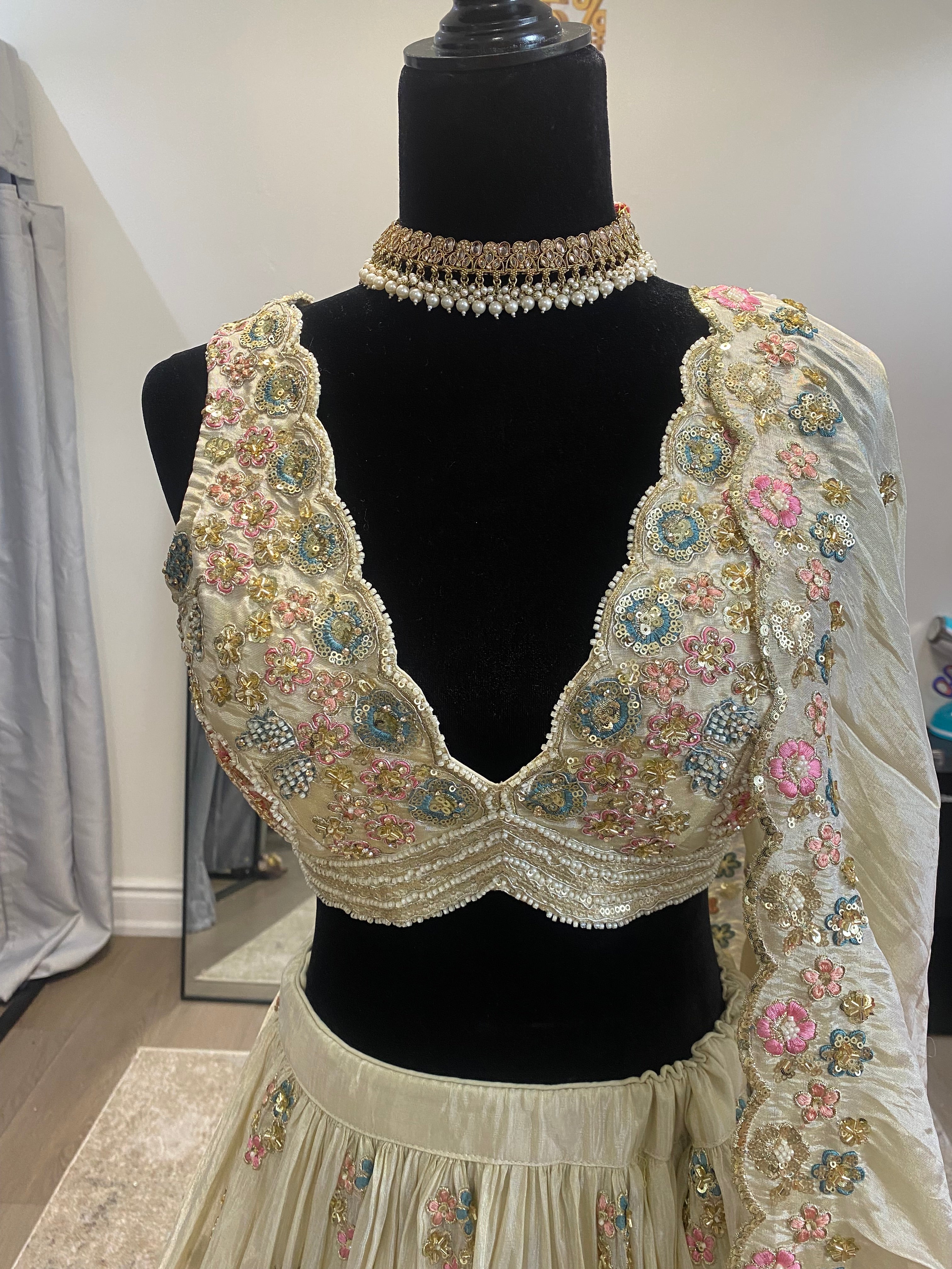 KanadaKulture - Designer Lehenga with thread and stone detailing