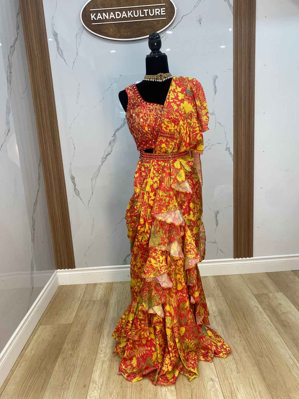 Palazoo with drape saree indo western