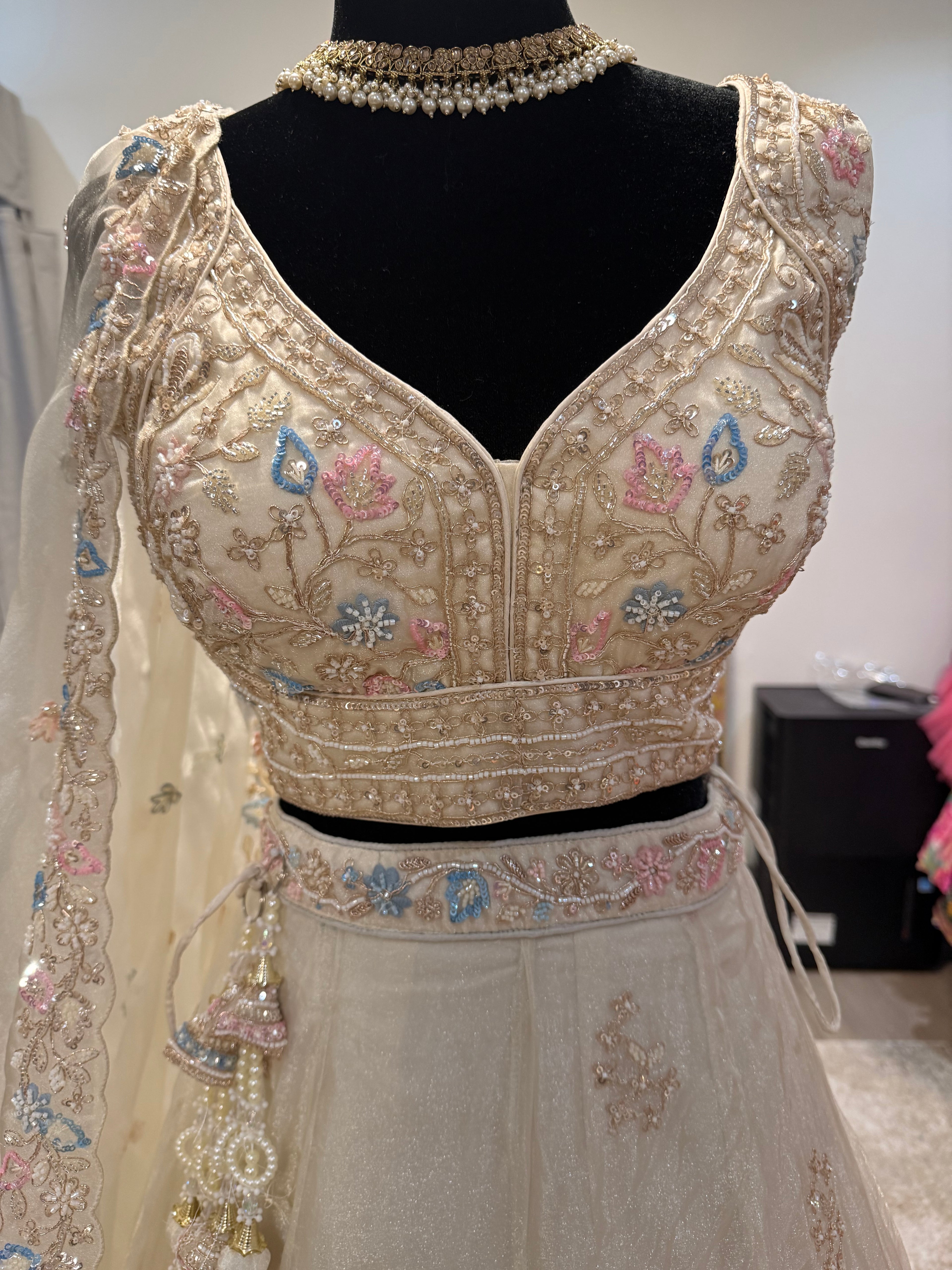 SG inspired stone work lehenga