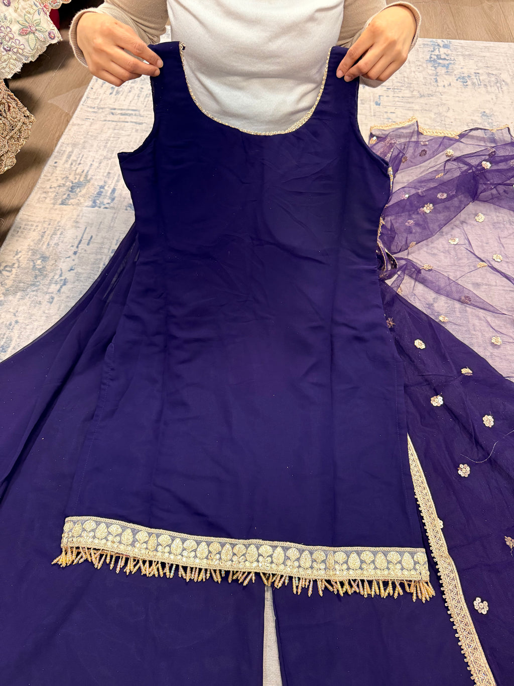 Embroidered palazoo suit – Kanada Kulture