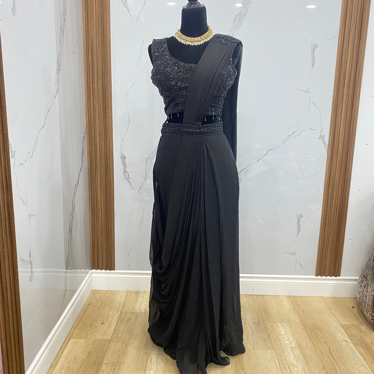 Bridesmaids Hand work top with pre drape saree