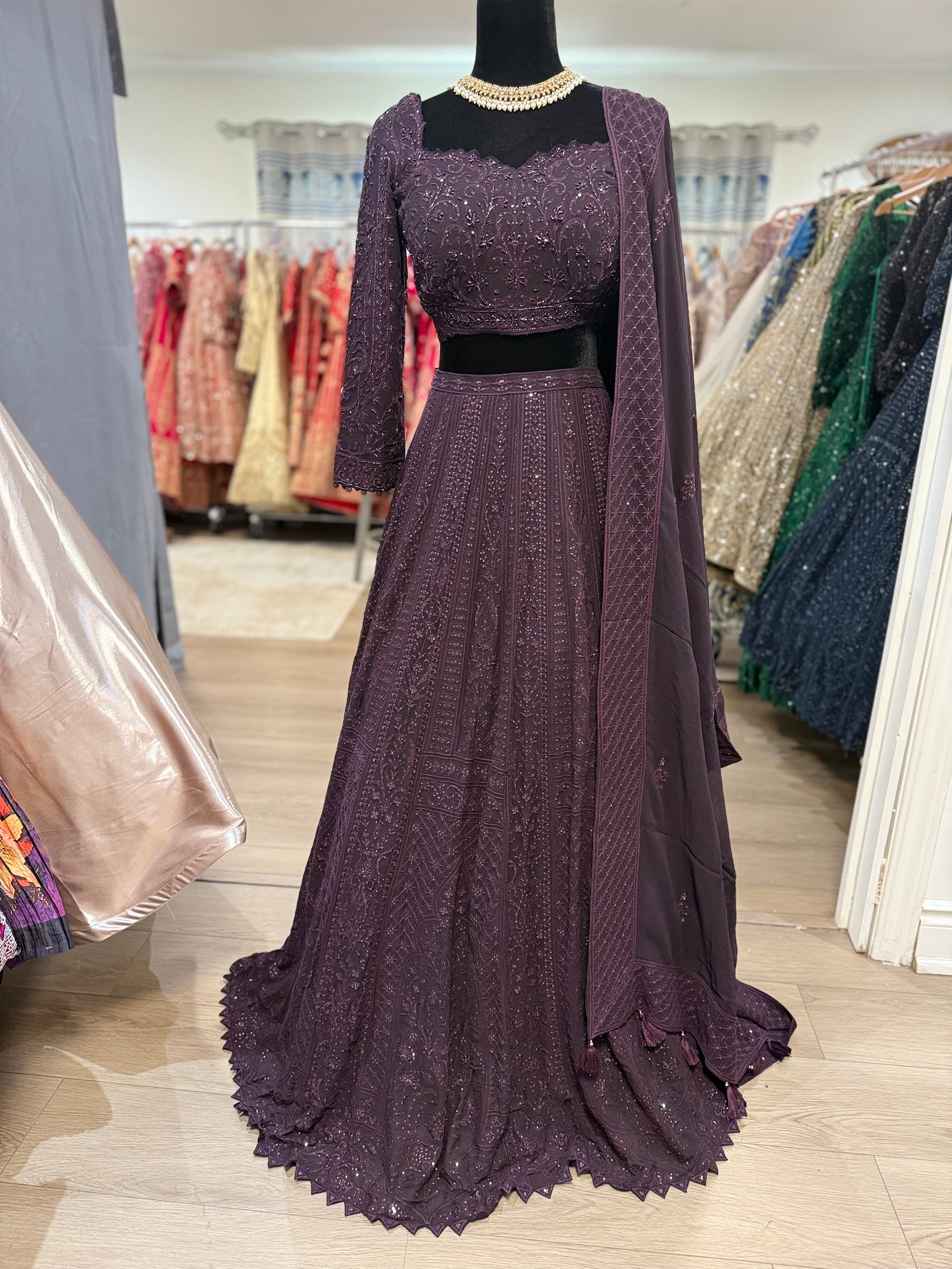 Dark plum reception fit Designer Lehenga choli