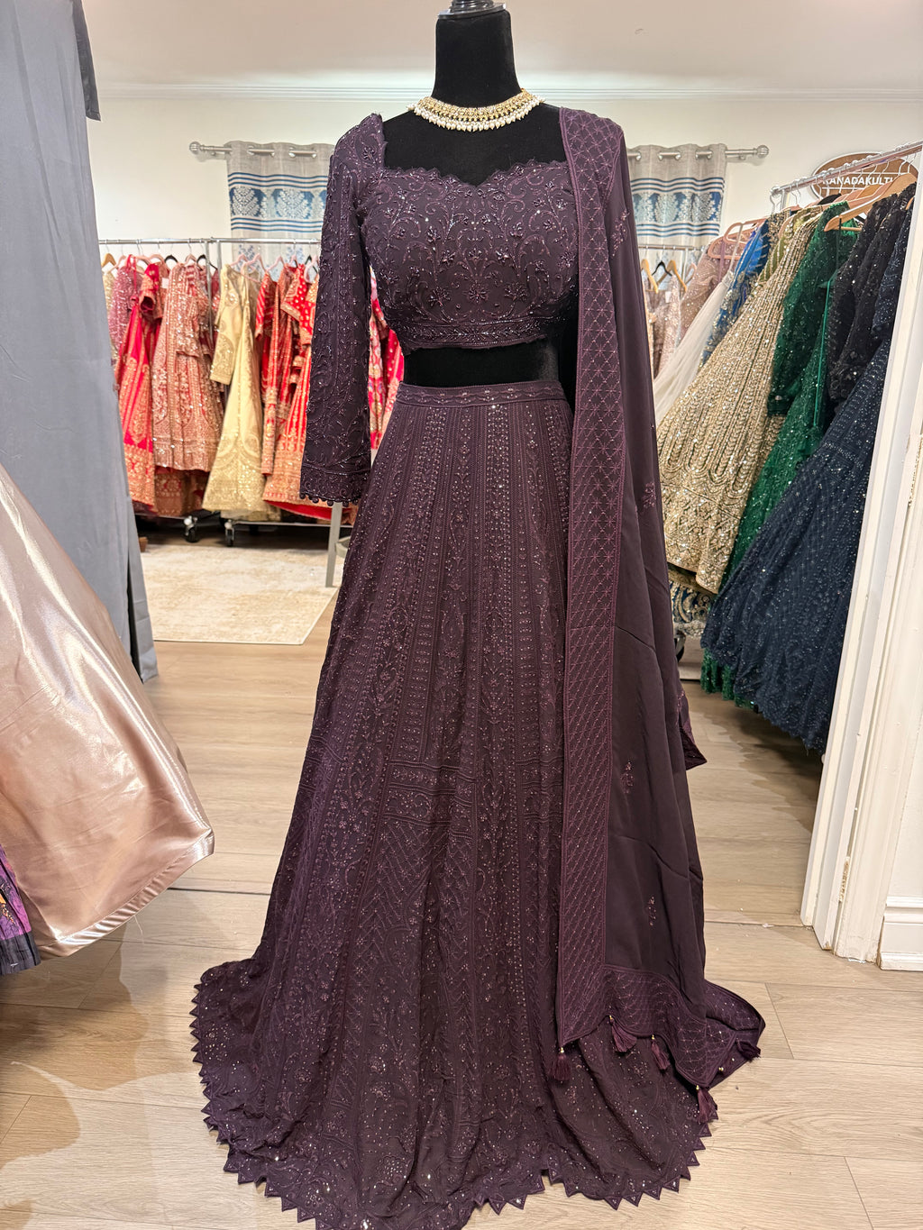 Dark plum reception fit Designer Lehenga choli