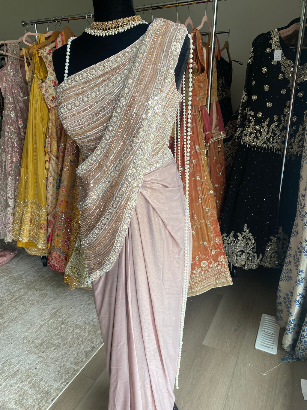 KanadaKulture - Designer blouse with pre drape saree - Exclusive Design