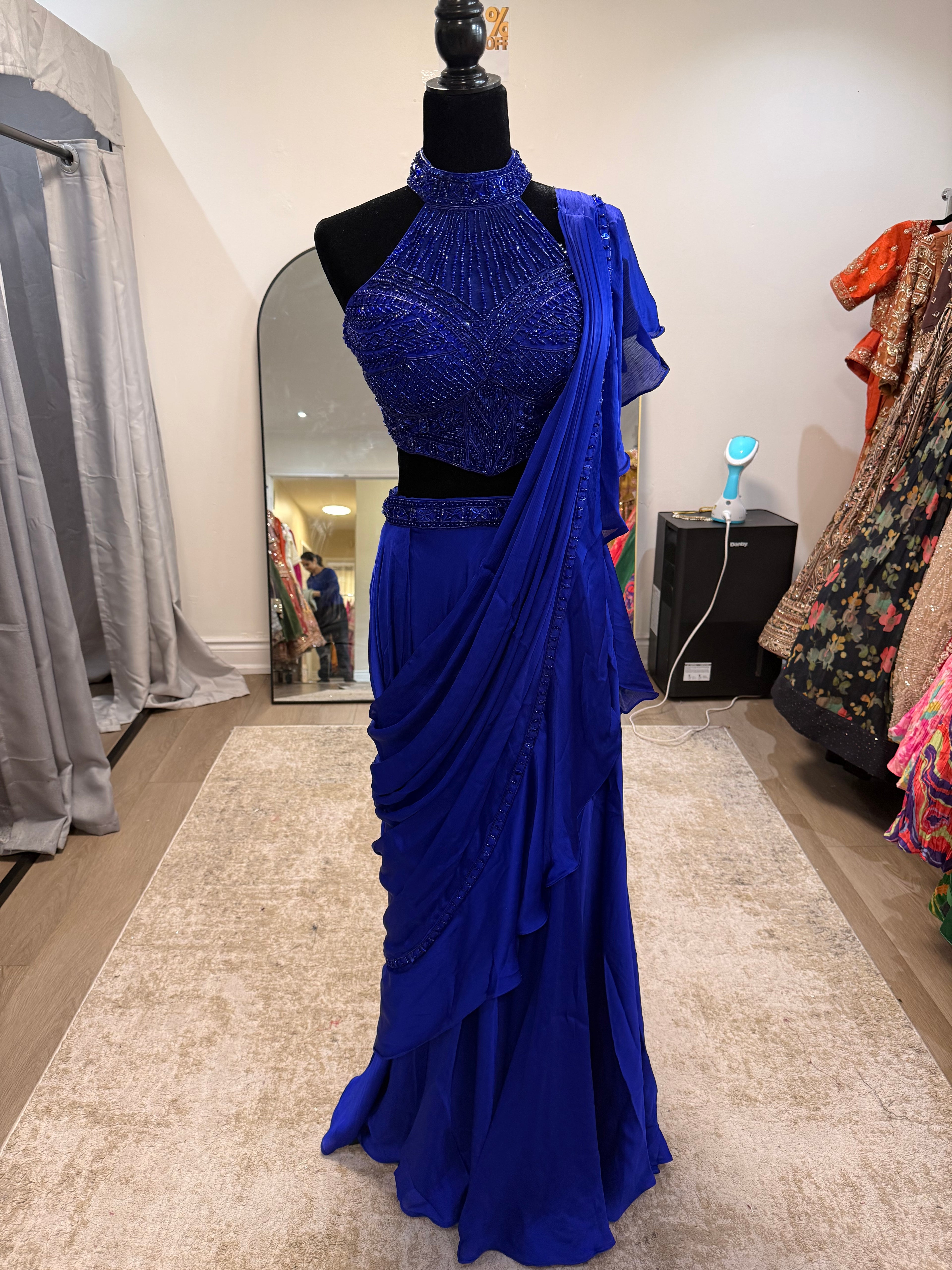 Hand work top with pre drape saree)