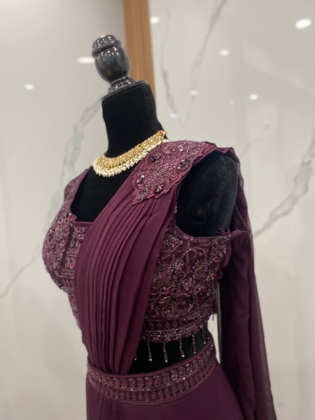 Bridesmaids Hand work top with pre drape saree