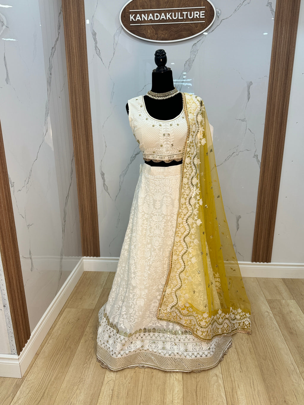 Traditional White Embroidered Georgette Lehenga Choli